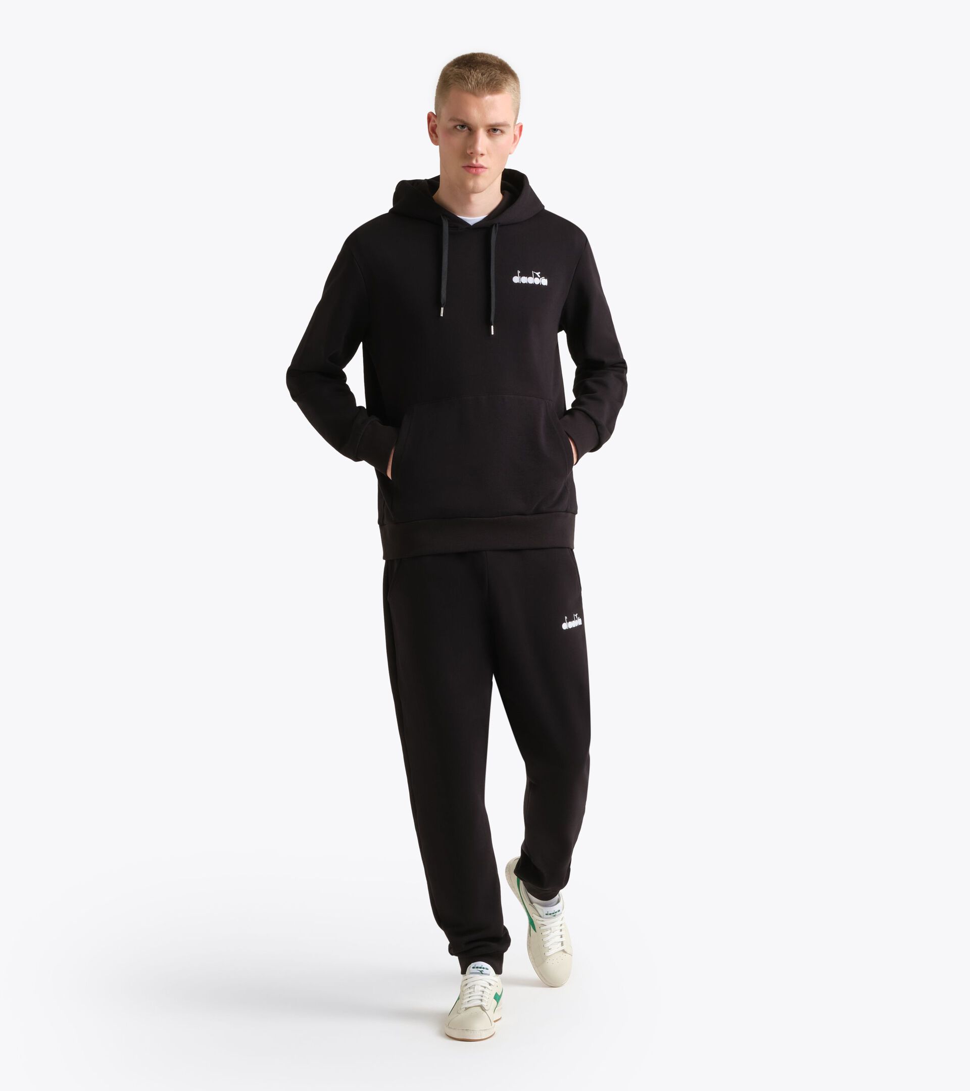 Color block hoodie - All-Gender HOODIE LOGO BLACK/SUPERWHITE - Diadora