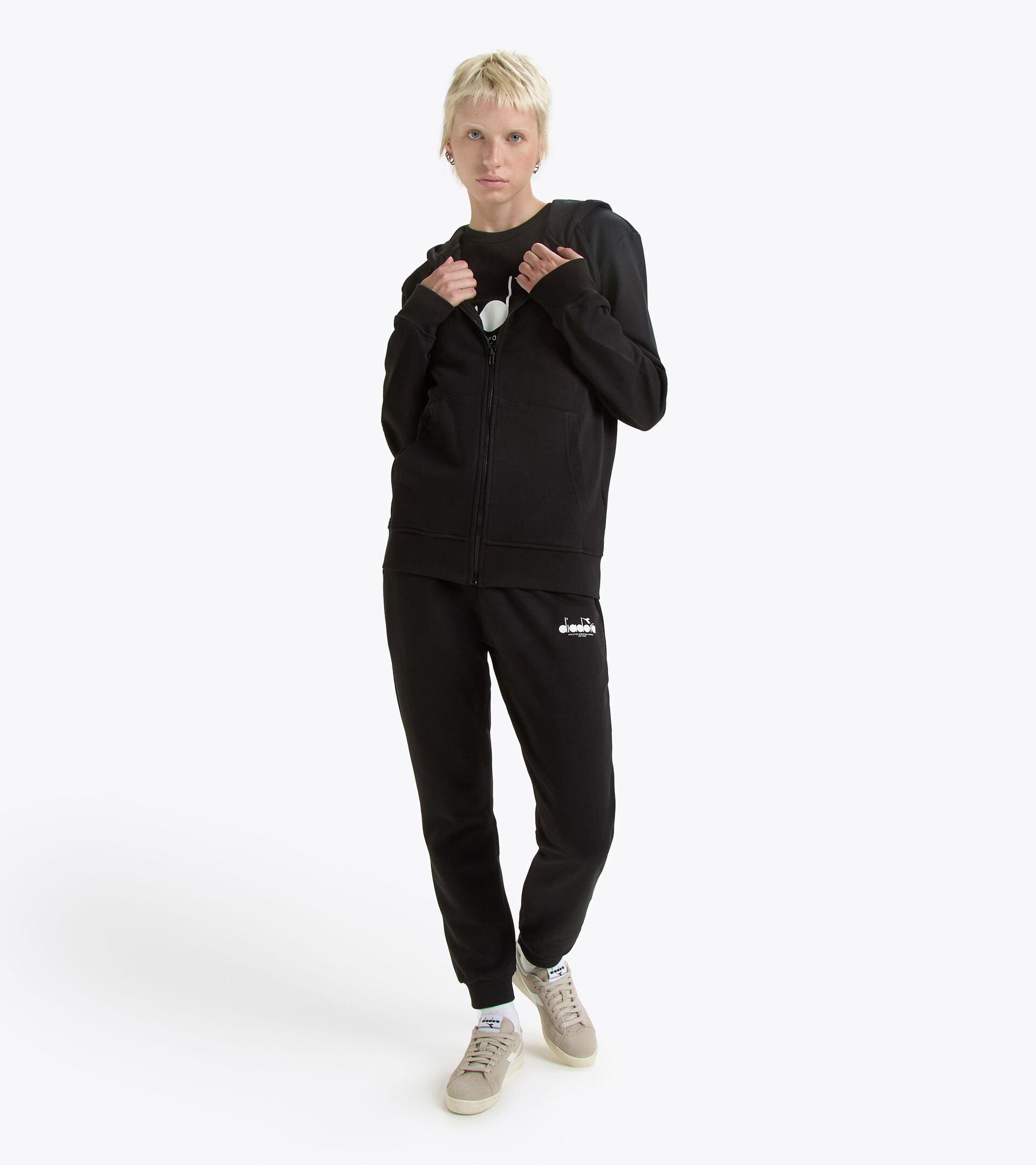 Zipped hoodie - All-Gender HOODIE FZ LOGO BLACK - Diadora