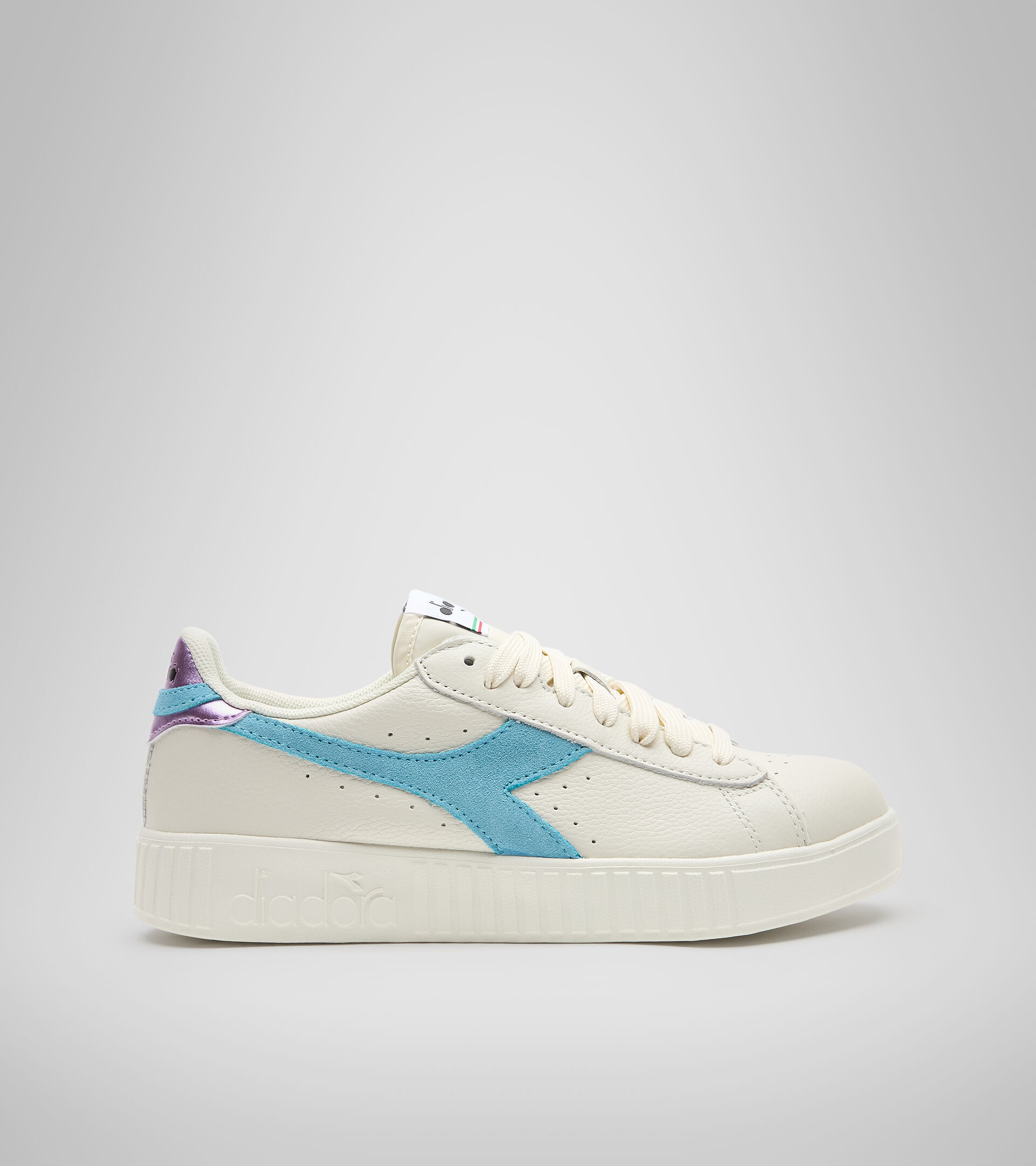 Sports shoes - Women GAME STEP PREMIUM TUMBLED LEATHER WHITE/BLUE GLOW - Diadora