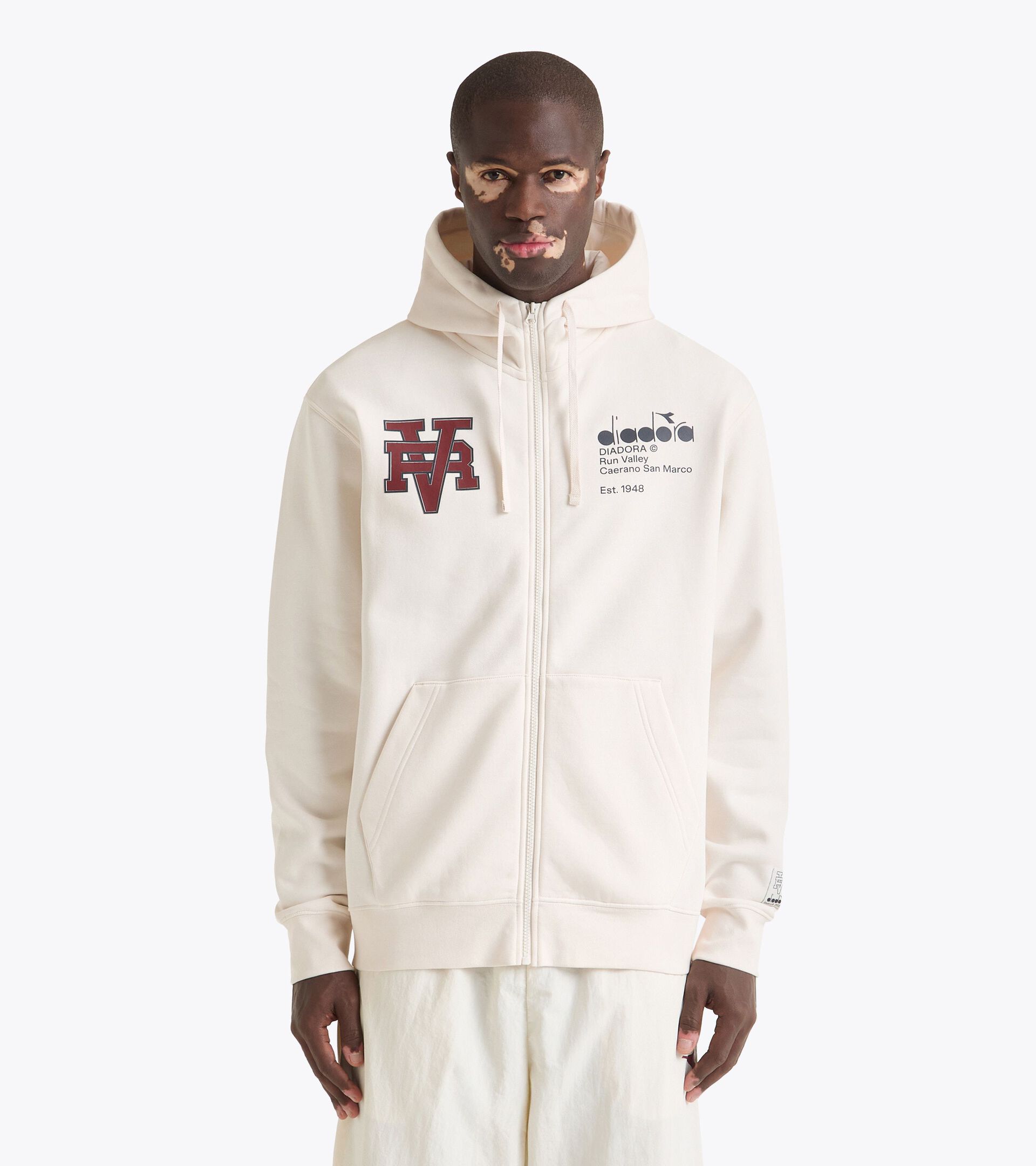 Hoodie - Run Valley - All-gender HOODIE FZ RUN VALLEY WHISPER WHITE - Diadora