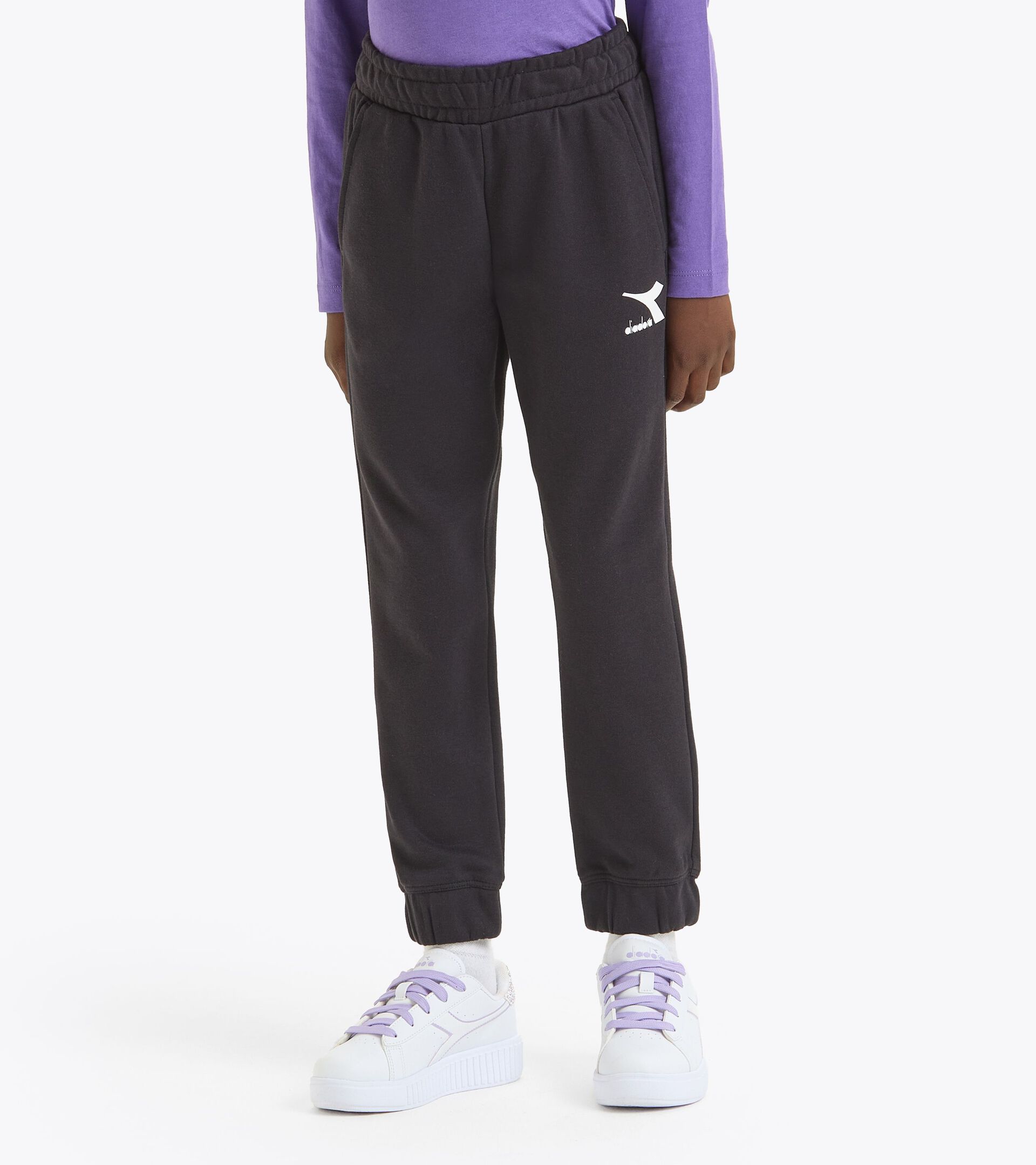 Sporty sweatpants - Kids JU. PANTS CUFF CORE BLACK - Diadora