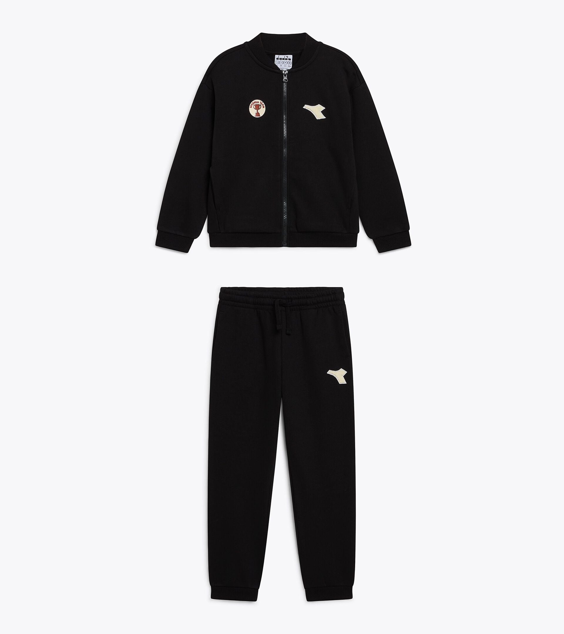 Cotton-look tracksuit - Regular fit - Boys JB. TRACKSUIT FZ LOGO (BR) BLACK - Diadora