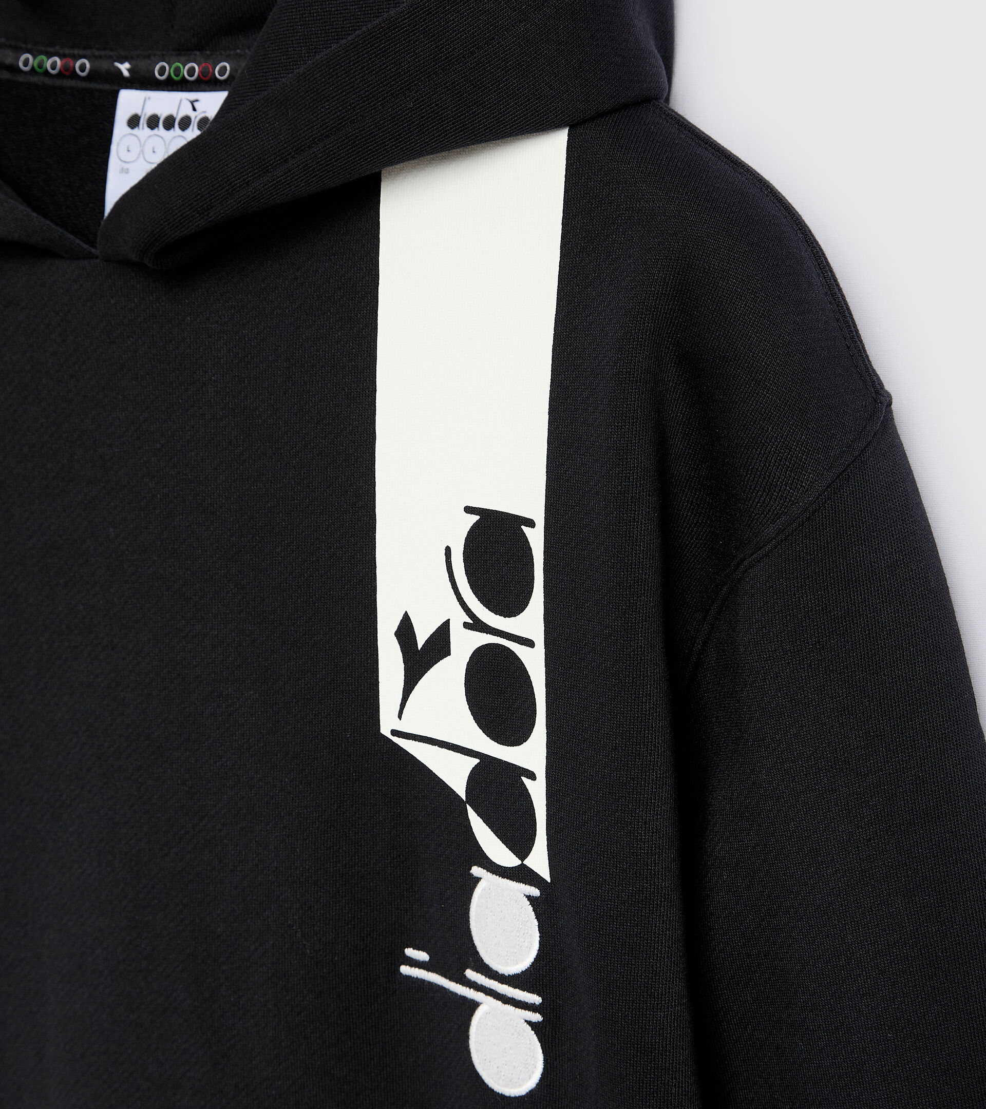 Apparel Sportswear UOMO HOODIE ICON NERO FUMO/BIANCO/BLU FLUO Diadora