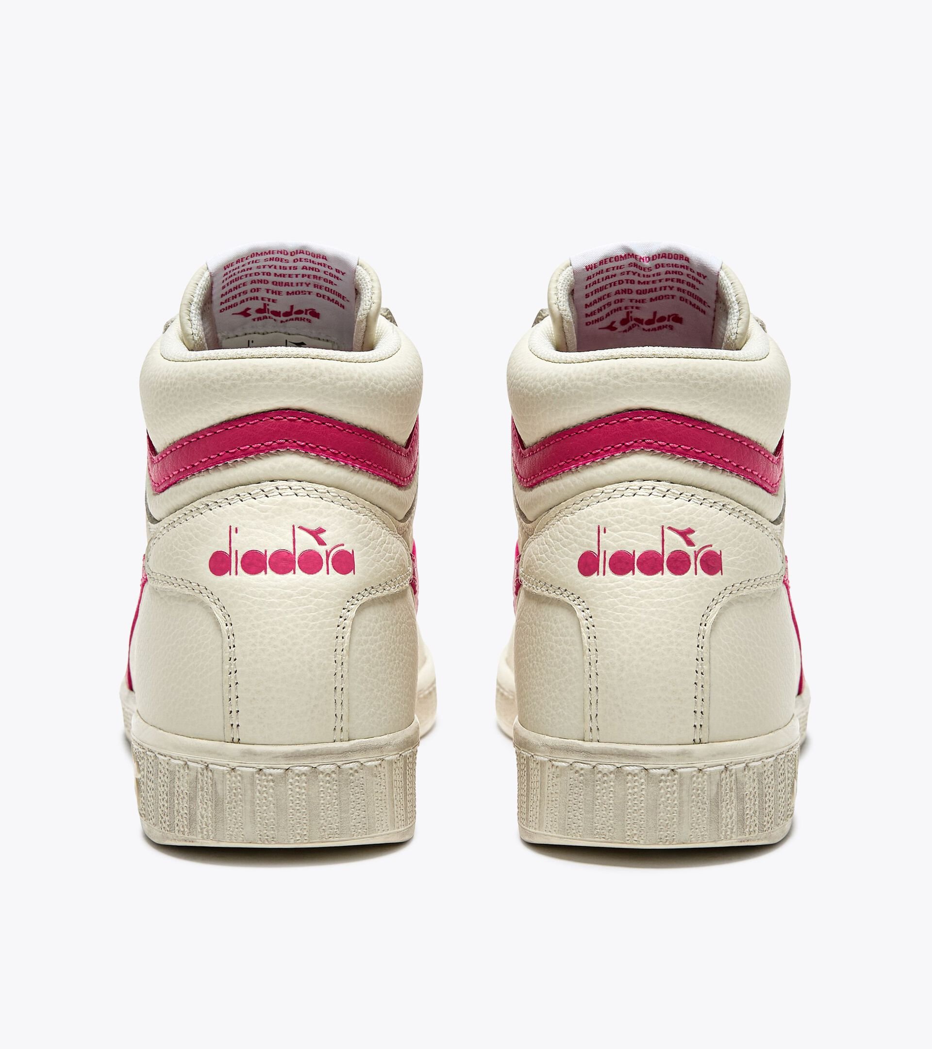Sporty sneakers - All-Gender GAME L HIGH WAXED WHITE/RASPBERRY SORBET - Diadora
