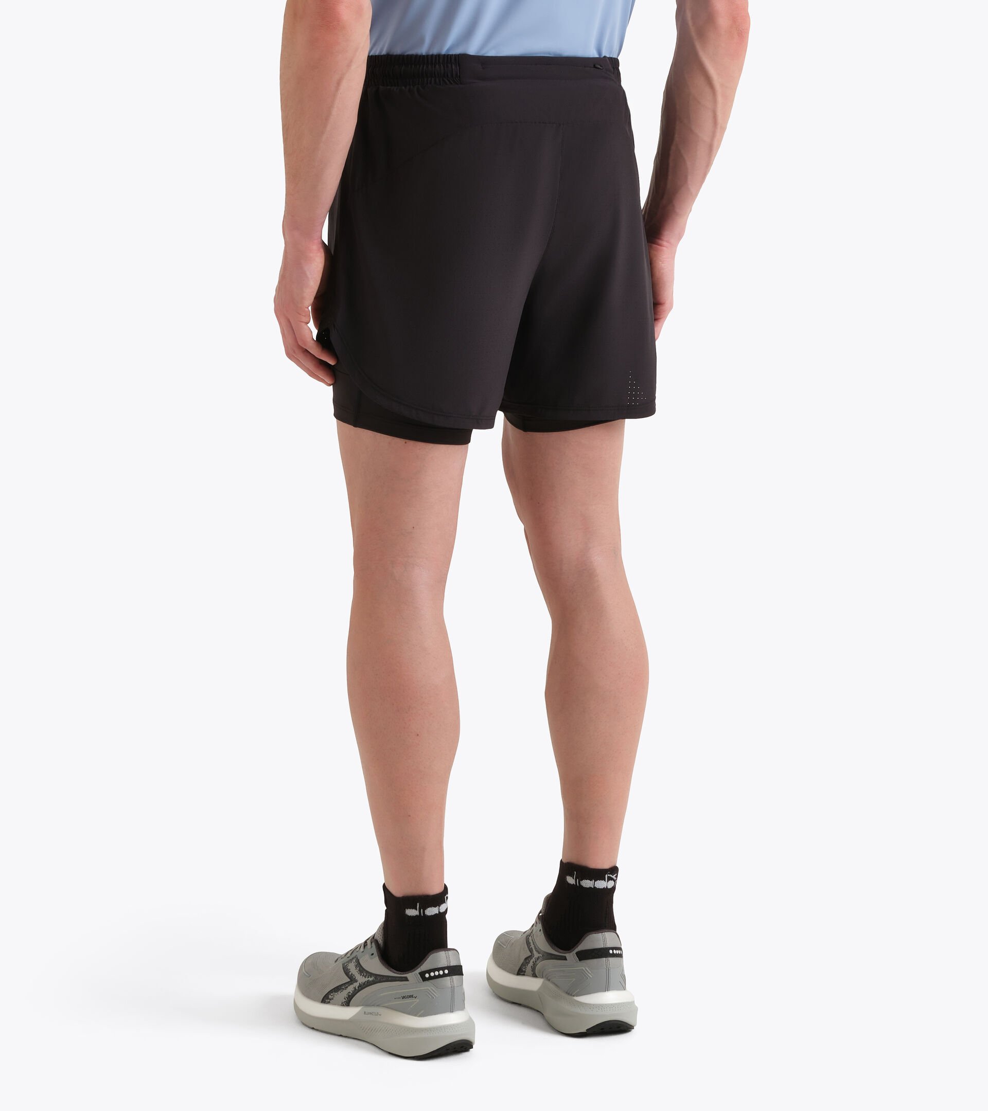 2-in-1 Running Shorts - Men&rsquo;s SHORTS 2IN1 5 BLACK - Diadora
