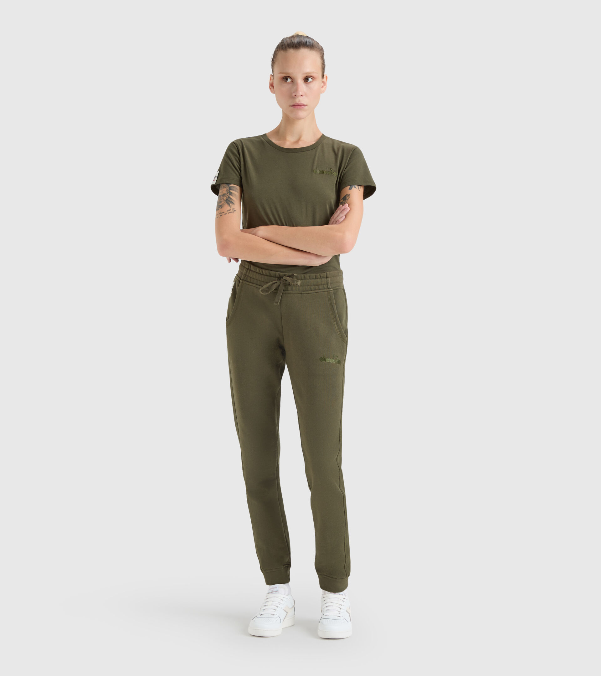 Cotton sports trousers - Made in Italy - Women L. JOGGER PANT MII GREEN MILITARY - Diadora