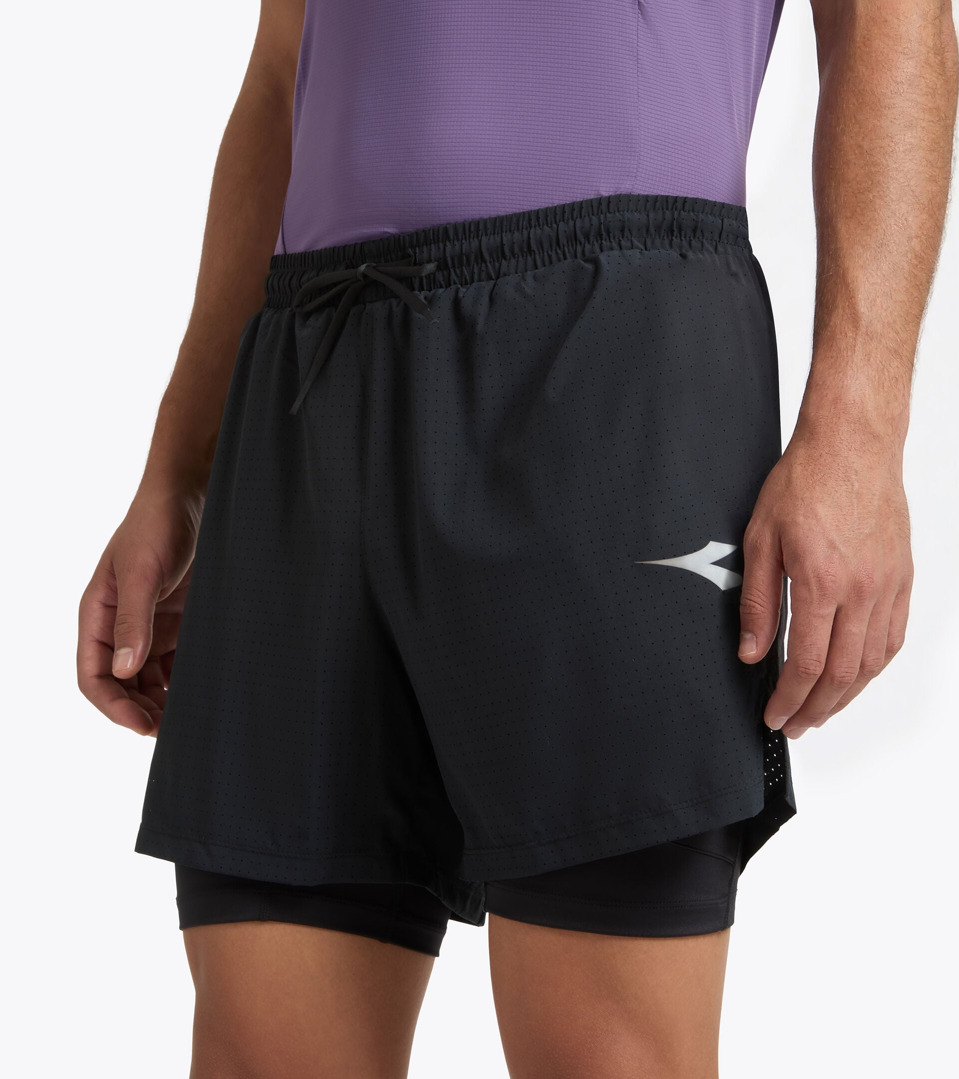 2-in-1 5'' Running Shorts - Training - Men&rsquo;s SHORTS 2IN1 5 BLACK - Diadora