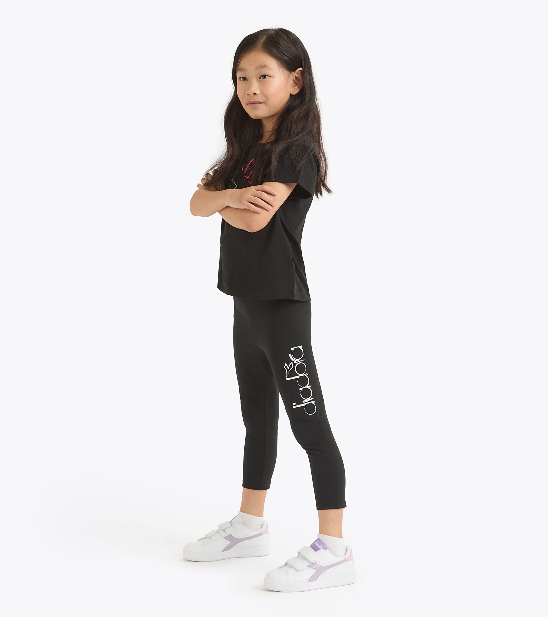 Leggings with graffiti-inspired print - Girl JG. LEGGINGS GRAFFITI BLACK - Diadora