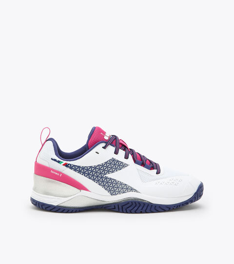 Tennis shoes for hard surfaces or clay courts - Women BLUSHIELD TORNEO 2 W AG WHITE/BLUEPRINT/PINK YARROW - Diadora
