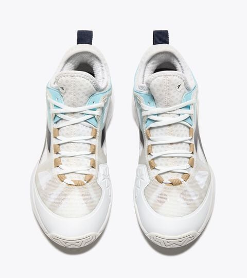 Tennis shoes for hard surfaces or clay - Women SPEED BLUSHIELD FLY 4 + W AG WHITE/BLUE CORSAIR - Diadora