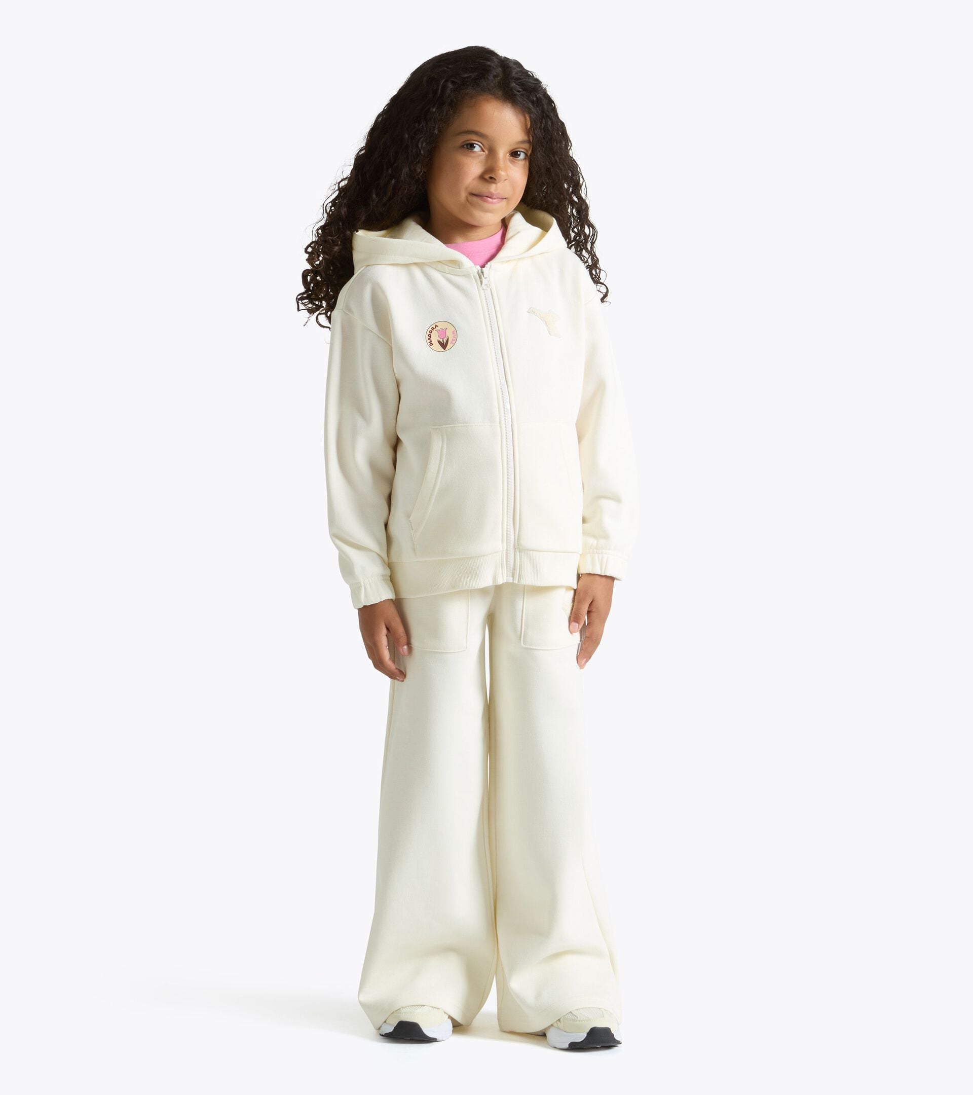 Surv&ecirc;tement cotton look - Regular/Relaxed - Fille JG. TRACKSUIT HD FZ LOGO (BR) BLANC GARDENIA - Diadora