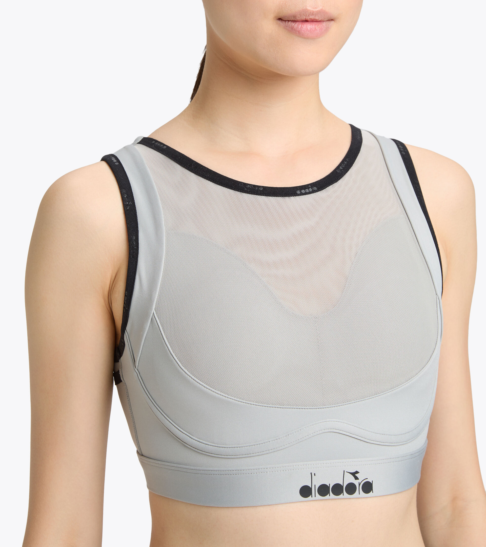 Moderate support training bra - Women’s L. MEDIUM HIGH BRA FT SILVER METALIZED - Diadora