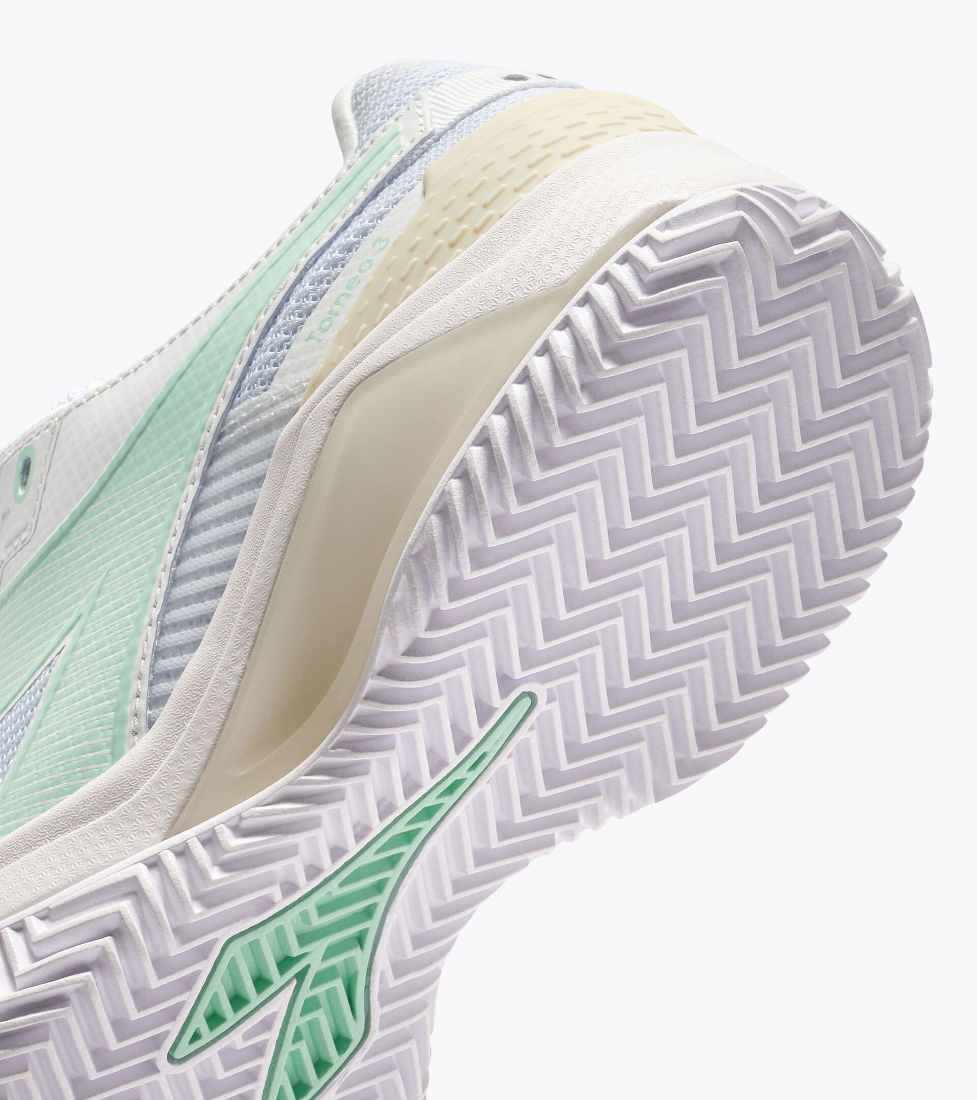 Chaussures de tennis pour terrains en terre battue - Protection et amorti - Femme BLUSHIELD TORNEO 3 W CLAY BIANCO/VERDE BAIA - Diadora