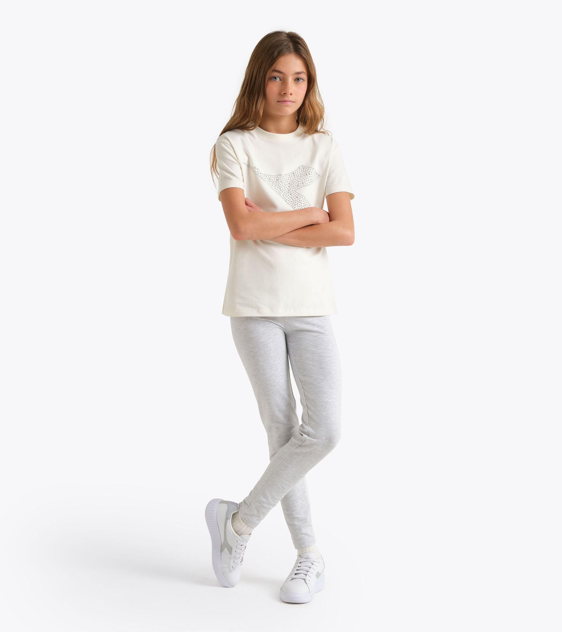 T-shirt - Girls JG. T-SHIRT SS RHINESTONE CREAM - Diadora