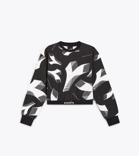 JG. SWEATSHIRT CROP AOP, BLACK Cropped sweatshirt - Girl JG. SWEATSHIRT CROP AOP BLACK - Diadora