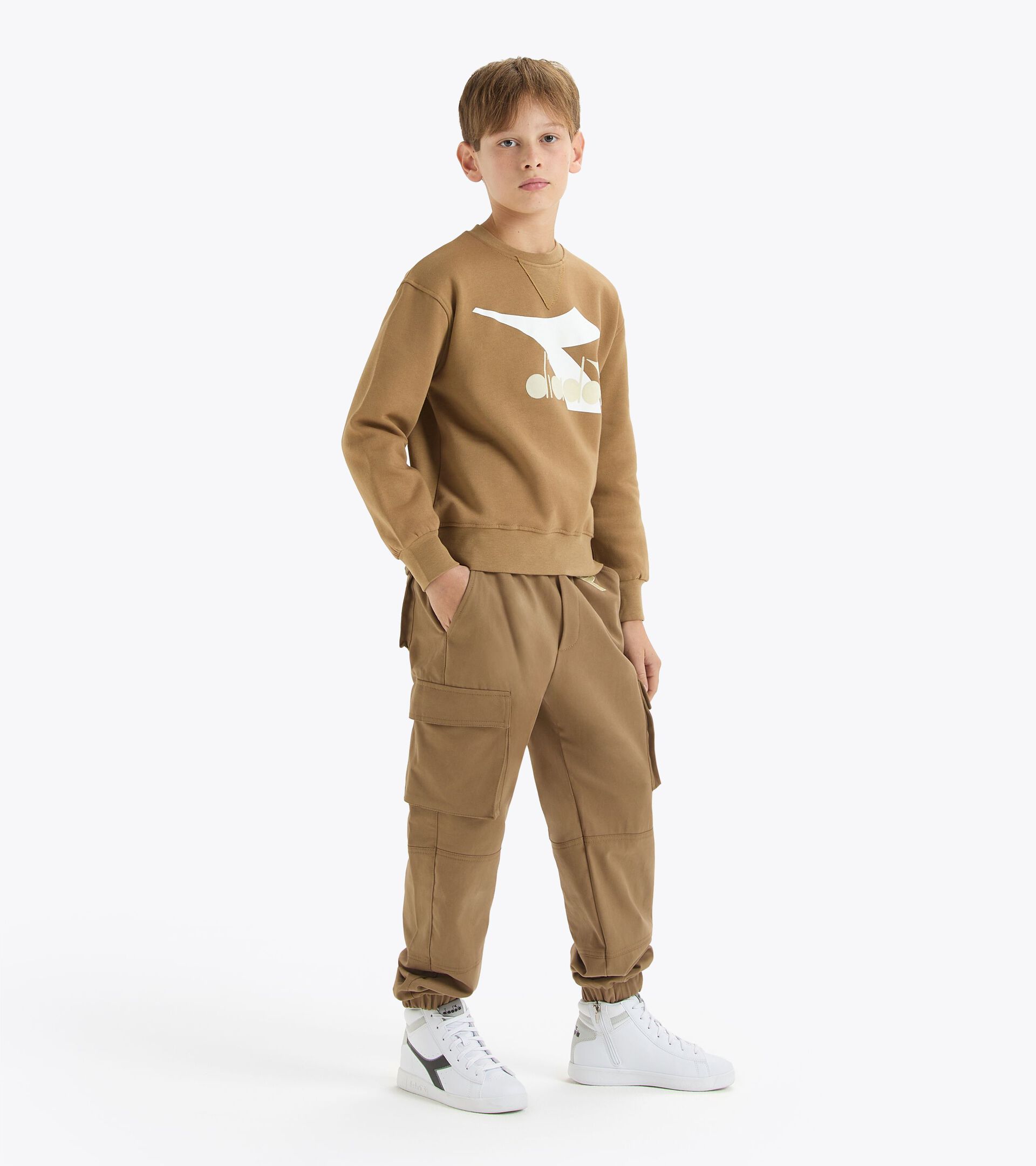 Crewneck sweatshirt - Boy JB.SWEATSHIRT CREW LOGO FIR CAMEL (25107) - Diadora