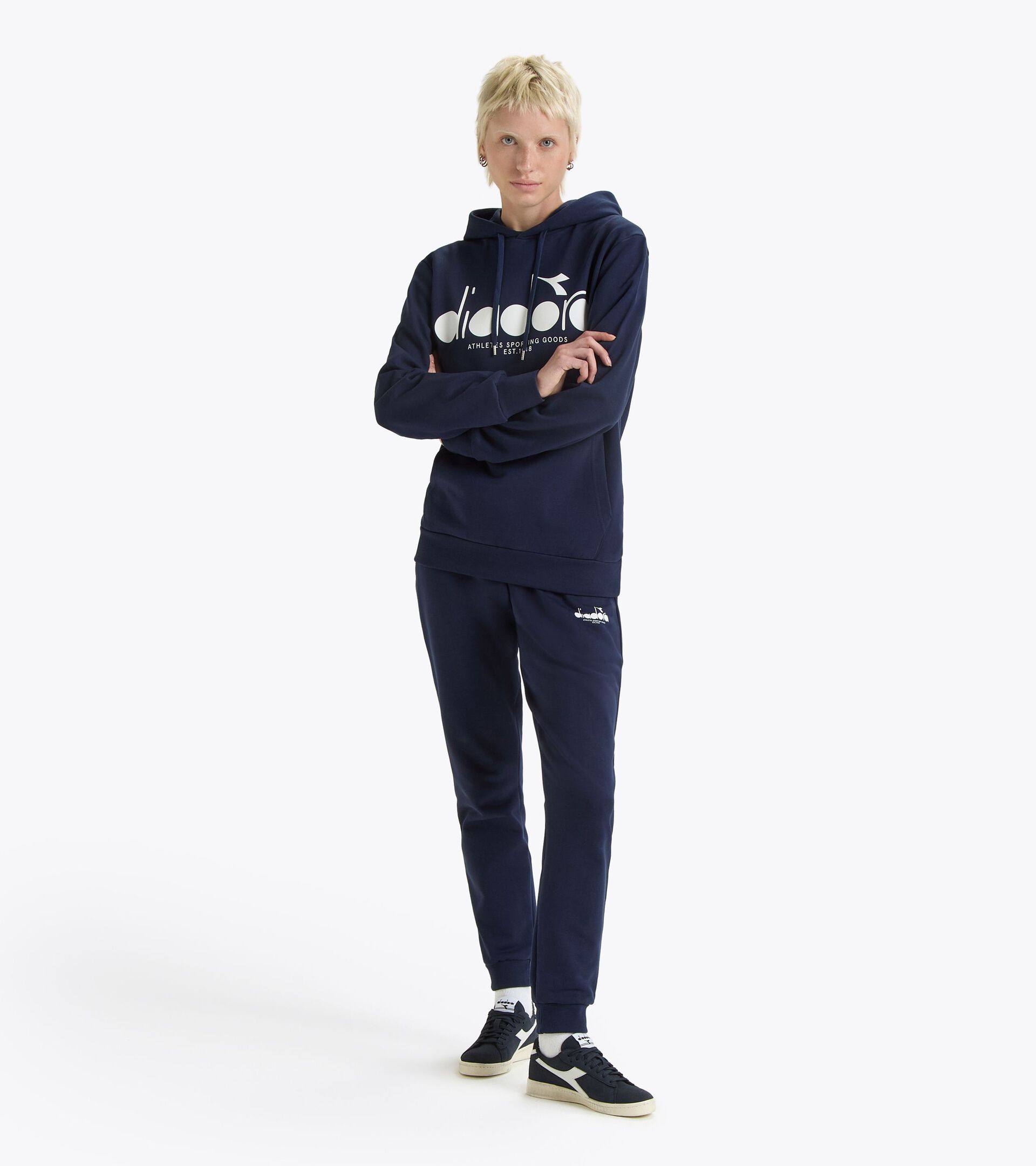 Color block hoodie - All-Gender HOODIE LOGO CLASSIC NAVY - Diadora