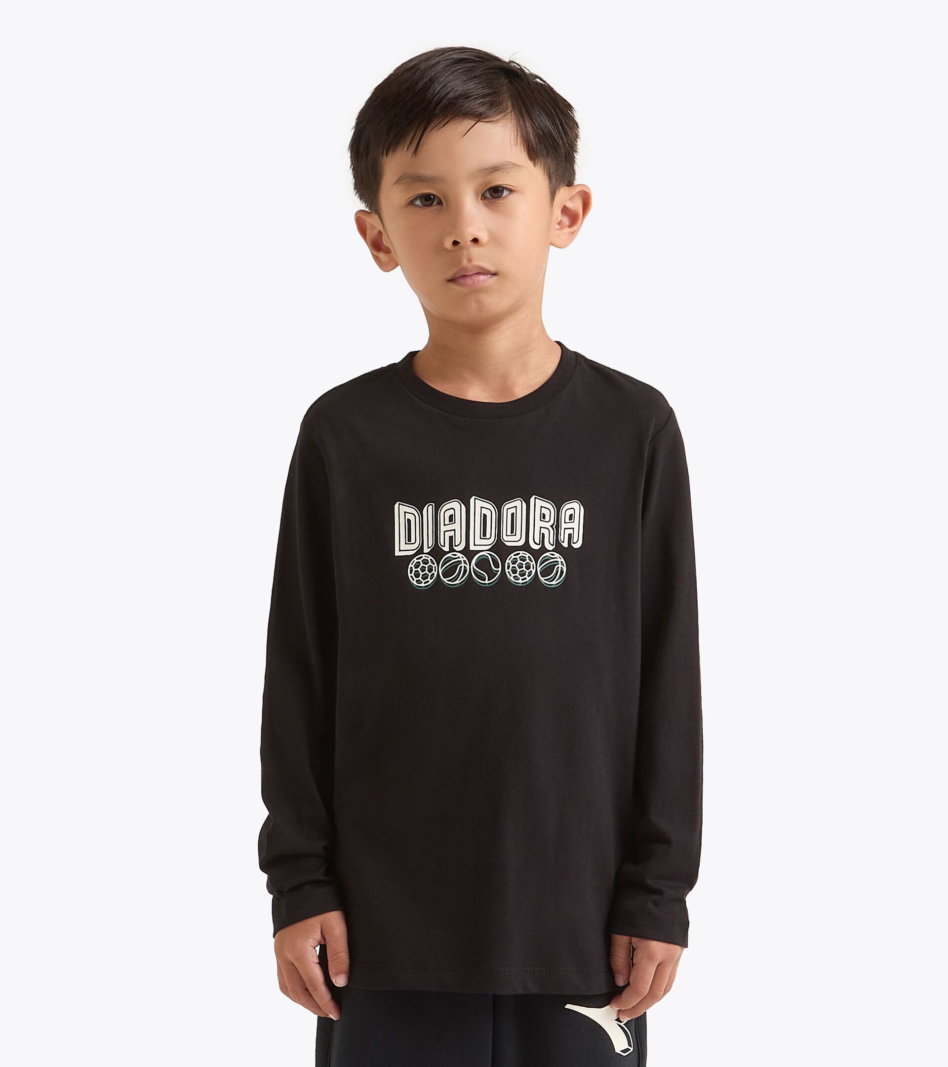 Cotton long-sleeved t-shirt - Boy 
 JB. T-SHIRT LS LOGO BLACK - Diadora