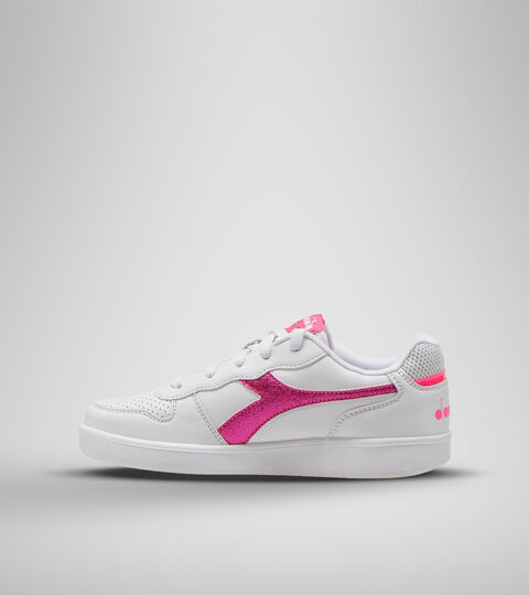 PLAYGROUND GS GIRL, WHITE/PINK FLUO Sports shoes - Youth 8-16 years PLAYGROUND GS GIRL WHITE/PINK FLUO - Diadora