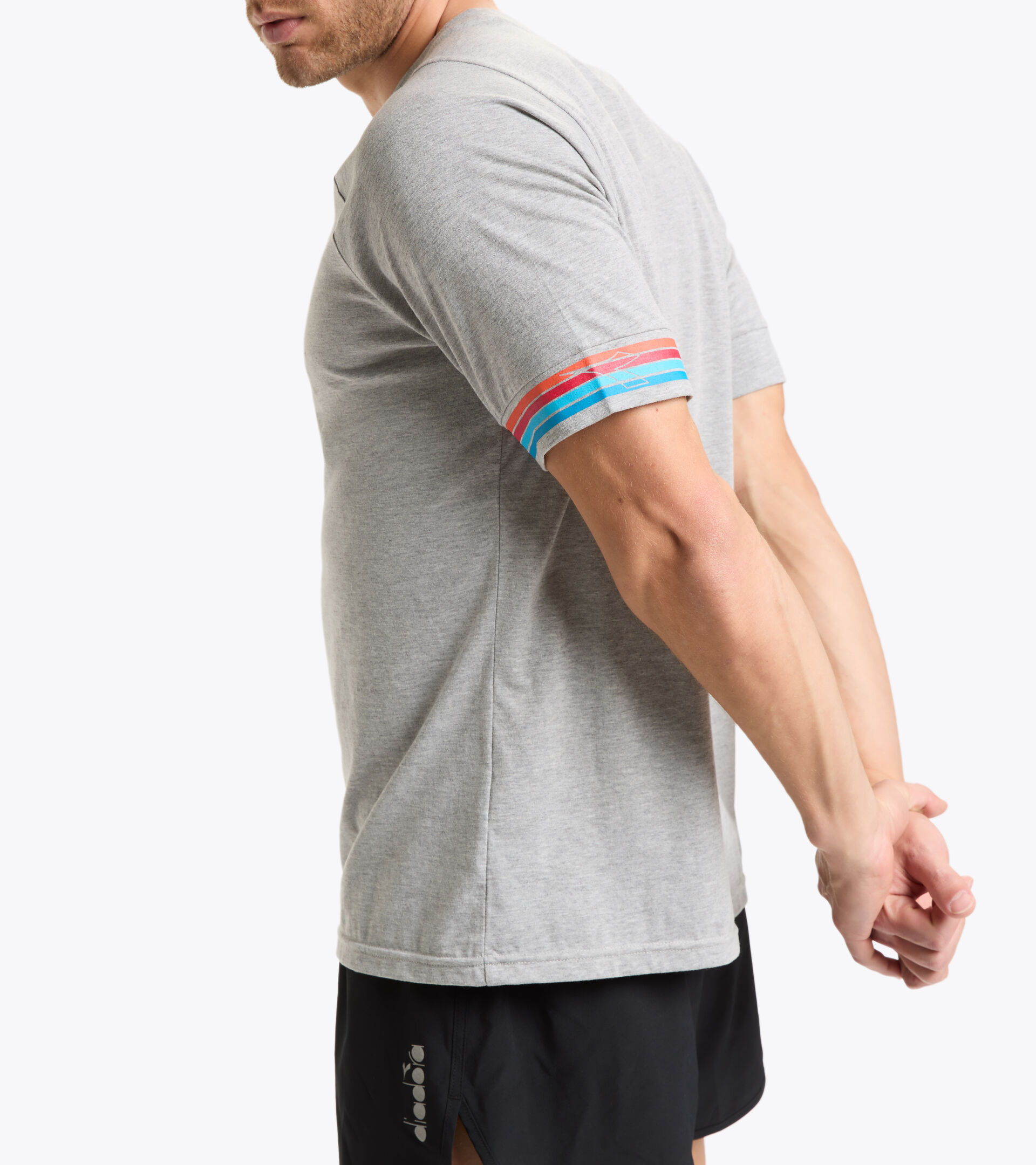 Running T-shirt - Men SS T-SHIRT PLUS BE ONE LIGHT MIDDLE GREY MELANGE - Diadora