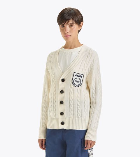 Cardigan - Made in italy - Gender Neutral CARDIGAN LEGACY BUTTER WHITE - Diadora