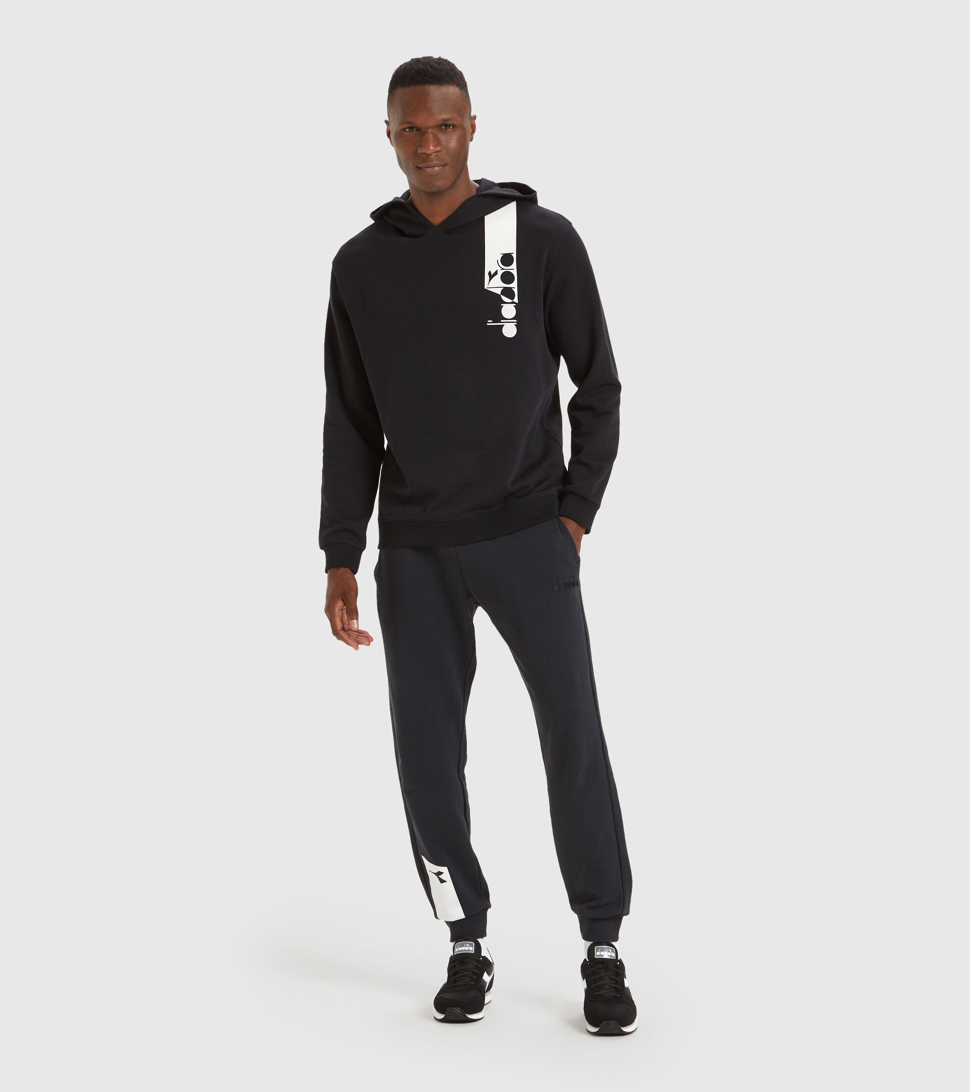 Hooded sweatshirt - Unisex HOODIE ICON DARK SMOKE/WHITE/BLUE FLUO - Diadora