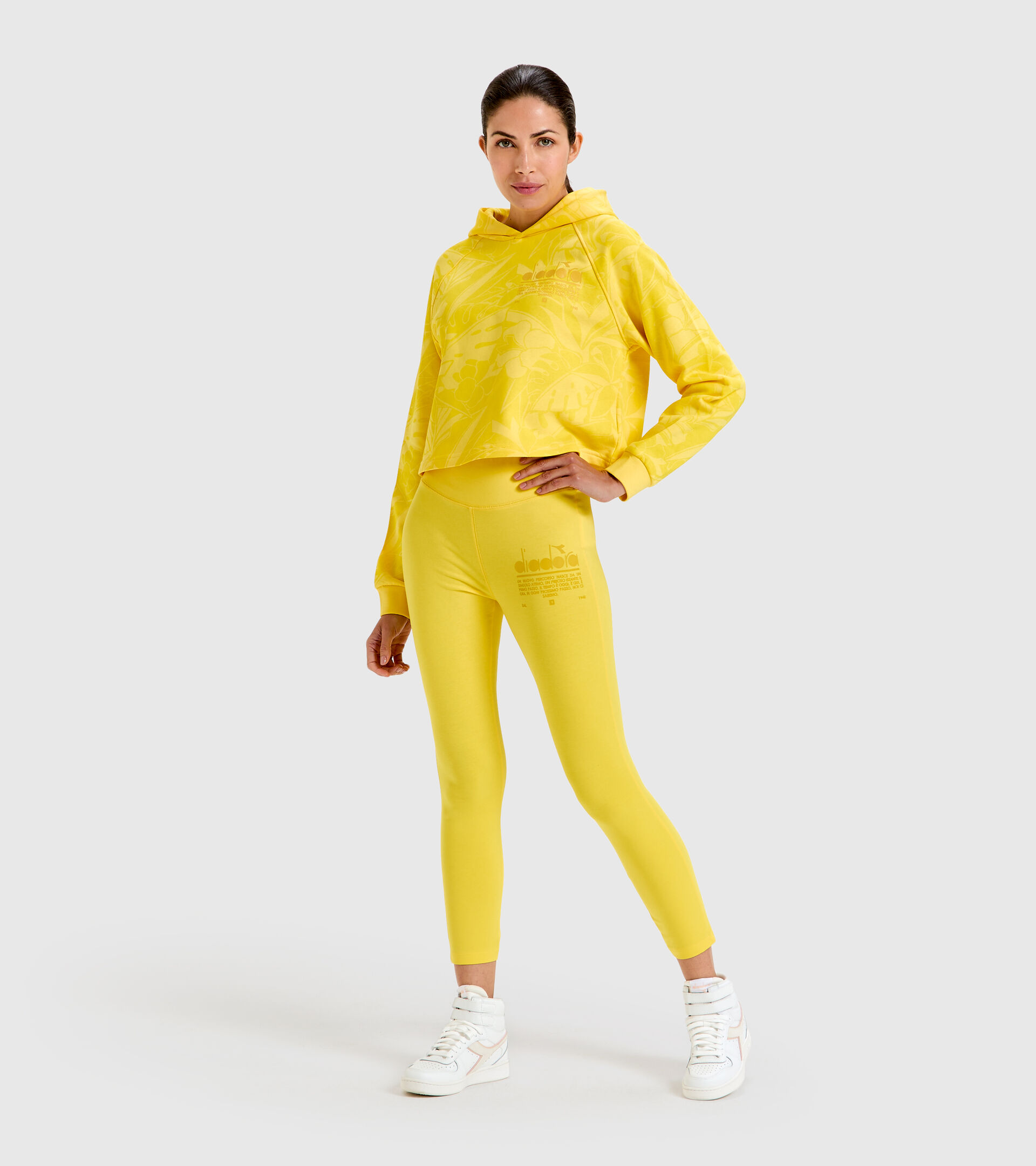 Cropped Cotton hoodie - Women L. HOODIE CROP MANIFESTO YELLOW LENS - Diadora