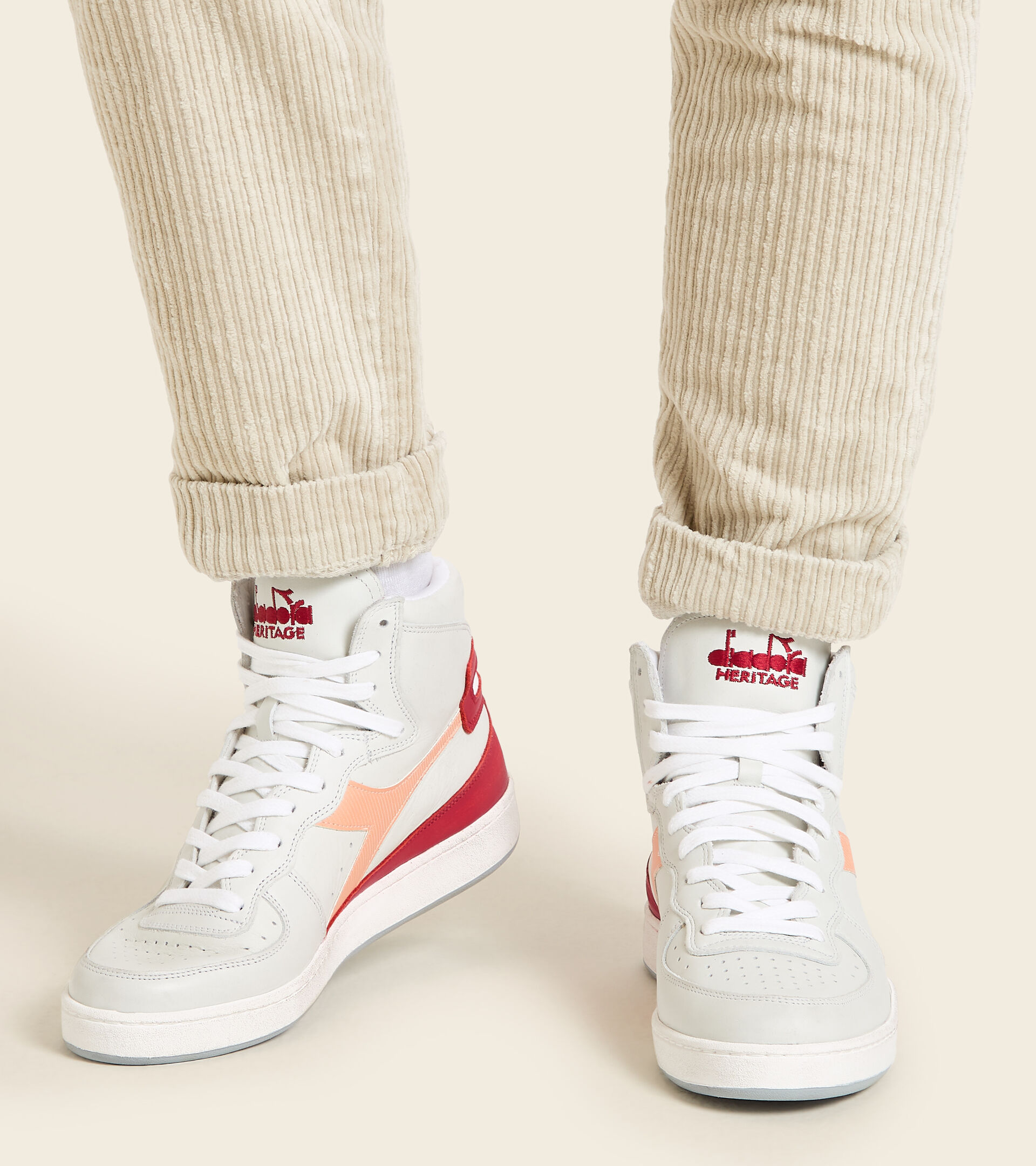 Heritage Trainer - Unisex MI BASKET USED WHITE/PEACH NOUGAT - Diadora
