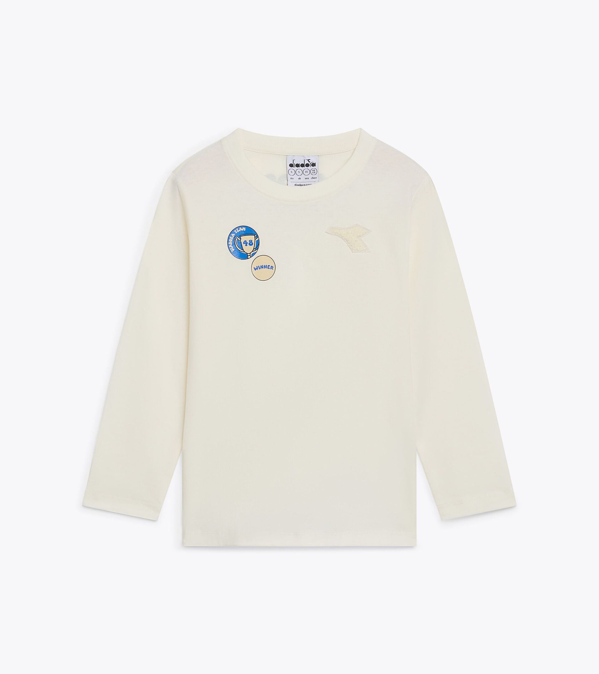 Long-sleeved T-shirt - Regular fit - Boys JB. T-SHIRT LS LOGO GARDENIA WHITE - Diadora