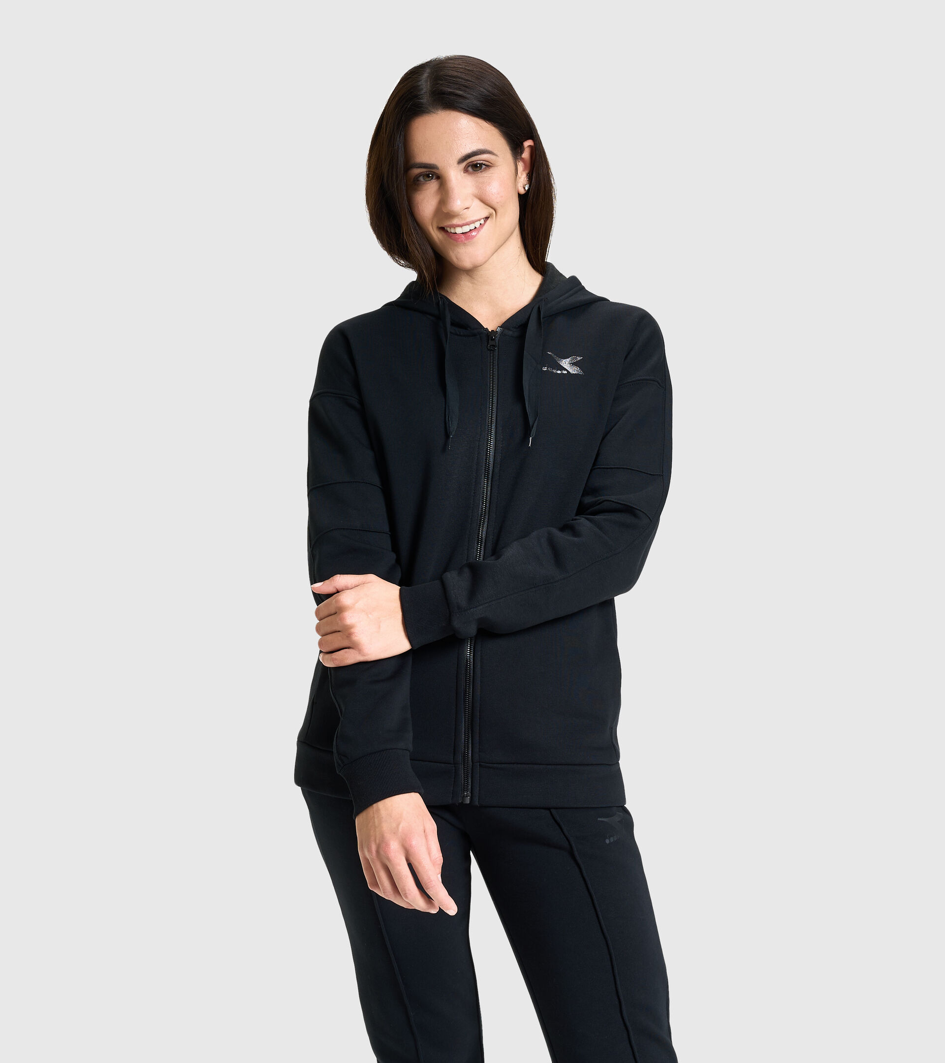 Hooded sweatshirt - Women L.HOODIE FZ BLINK BLACK - Diadora