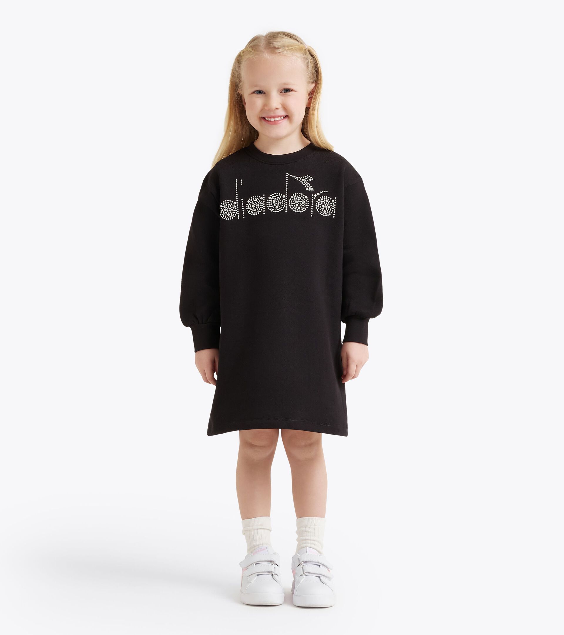 Kleid aus Sweatstoff - Mädchen JG. DRESS RHINESTONE TD SCHWARZ - Diadora