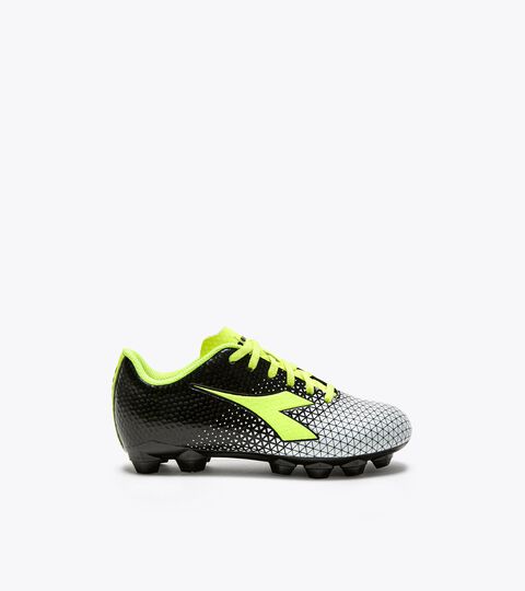 Futsal boots for synthetic grounds - Junior CATTURA GR LPU JR BLACK/YELLOW FL DD/WHITE - Diadora