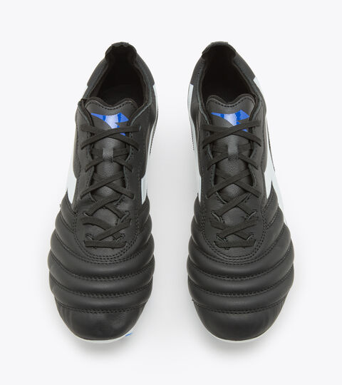 BRASIL ELITE 2 LT LP12, NEGRO/BLANCO/AZUL REAL Botas de fútbol para superficies compactas - Hombre BRASIL ELITE 2 LT LP12 NEGRO/BLANCO/AZUL REAL - Diadora