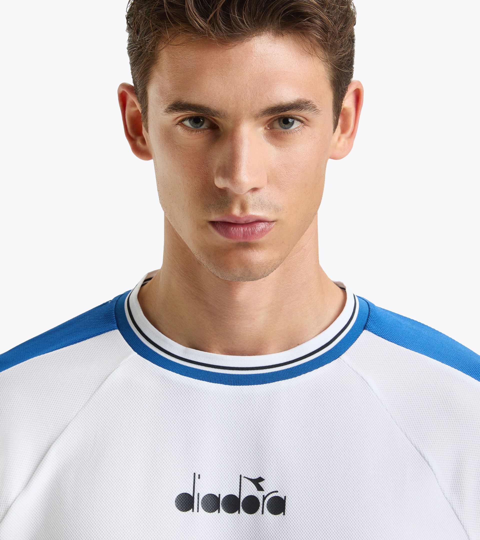 Tennis t-shirt - Men SS T-SHIRT ICON OPTICAL WHITE/DEJA VU BLUE - Diadora