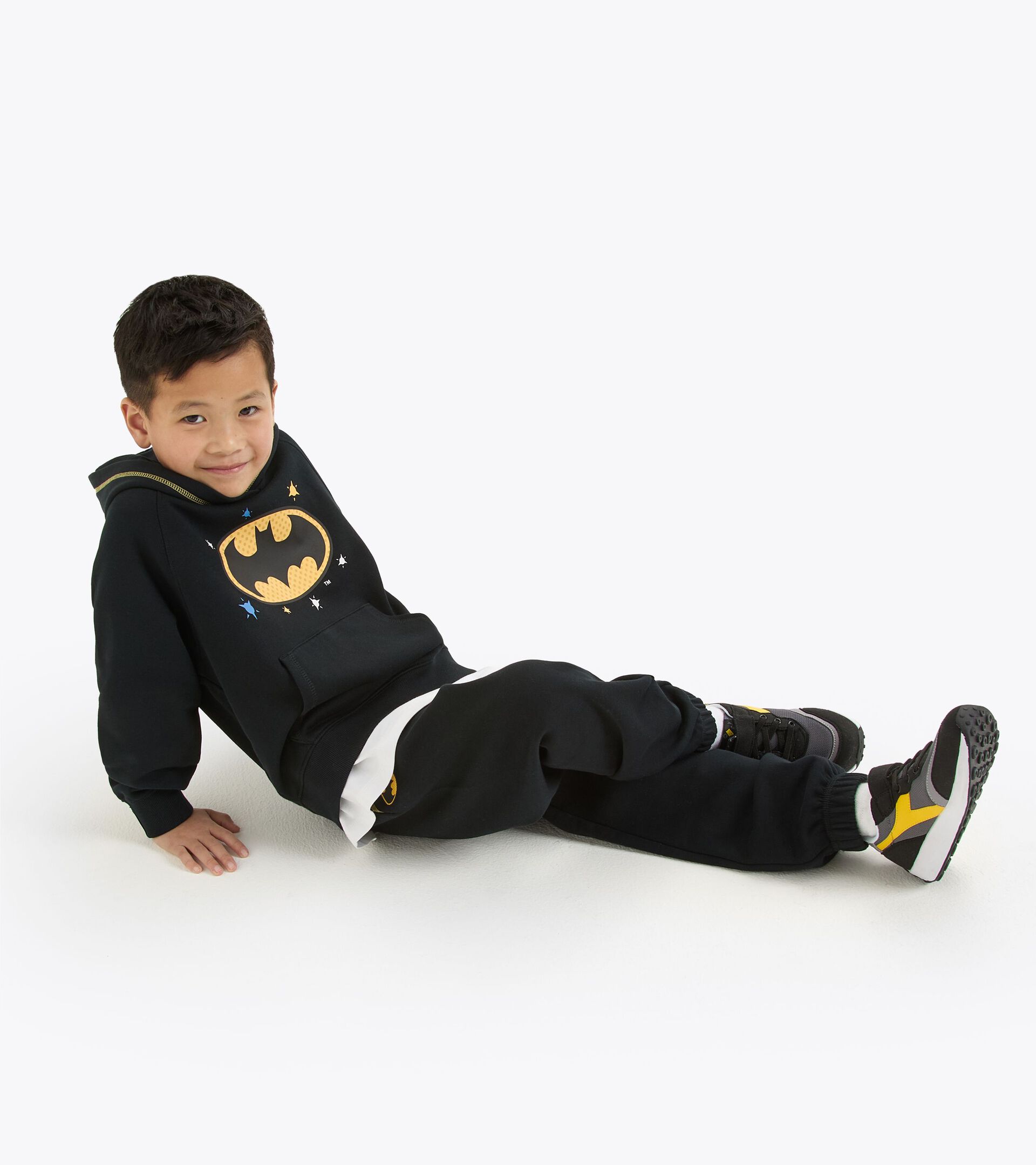 Sweatshirt Superhelden mit Kapuze - Jungen und Mädchen  JU.HOODIE SUPERHEROES SCHWARZ - Diadora