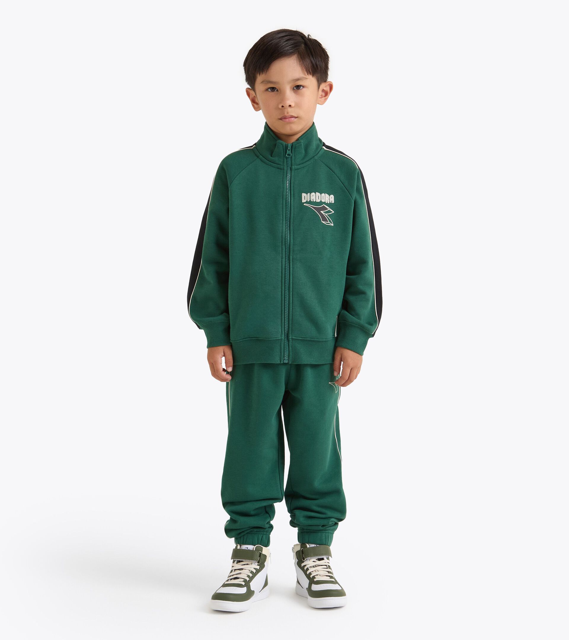 Tracksuit made with brushed fleece - Boy
 JB. TRACKSUIT FZ LOGO (BR) RAIN FOREST - Diadora