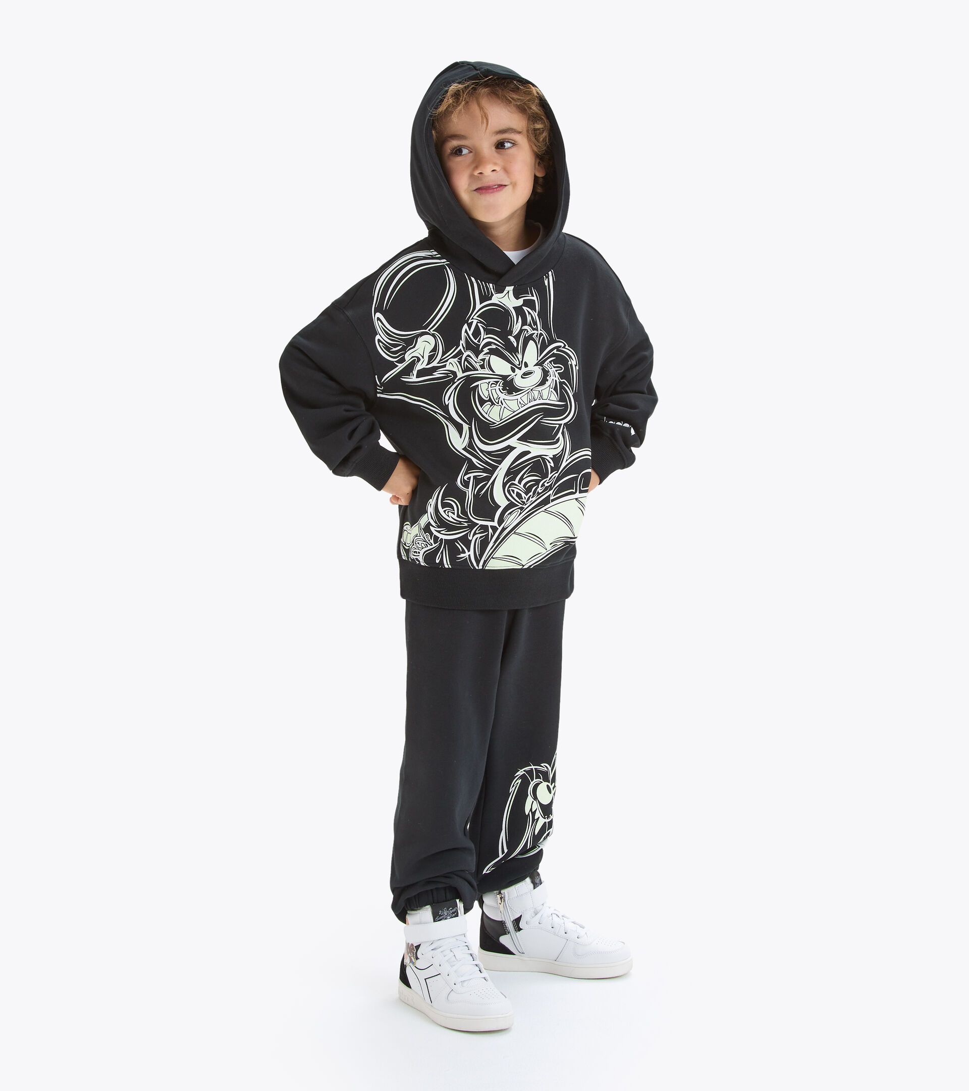 Hooded sweatshirt - Kids JU.HOODIE WB BLACK/OPTICAL WHITE - Diadora