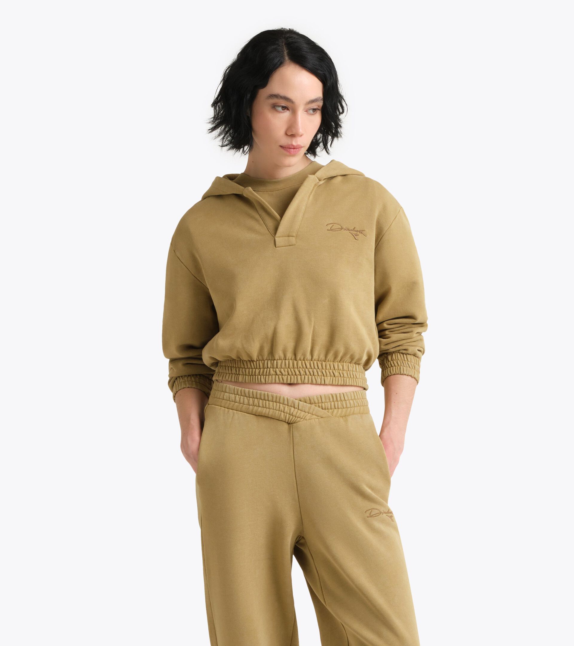 Retro-inspired Cotton Hoodie - Women&rsquo;s
 L. HOODIE AVENUE LAB GREEN KHAKI - Diadora