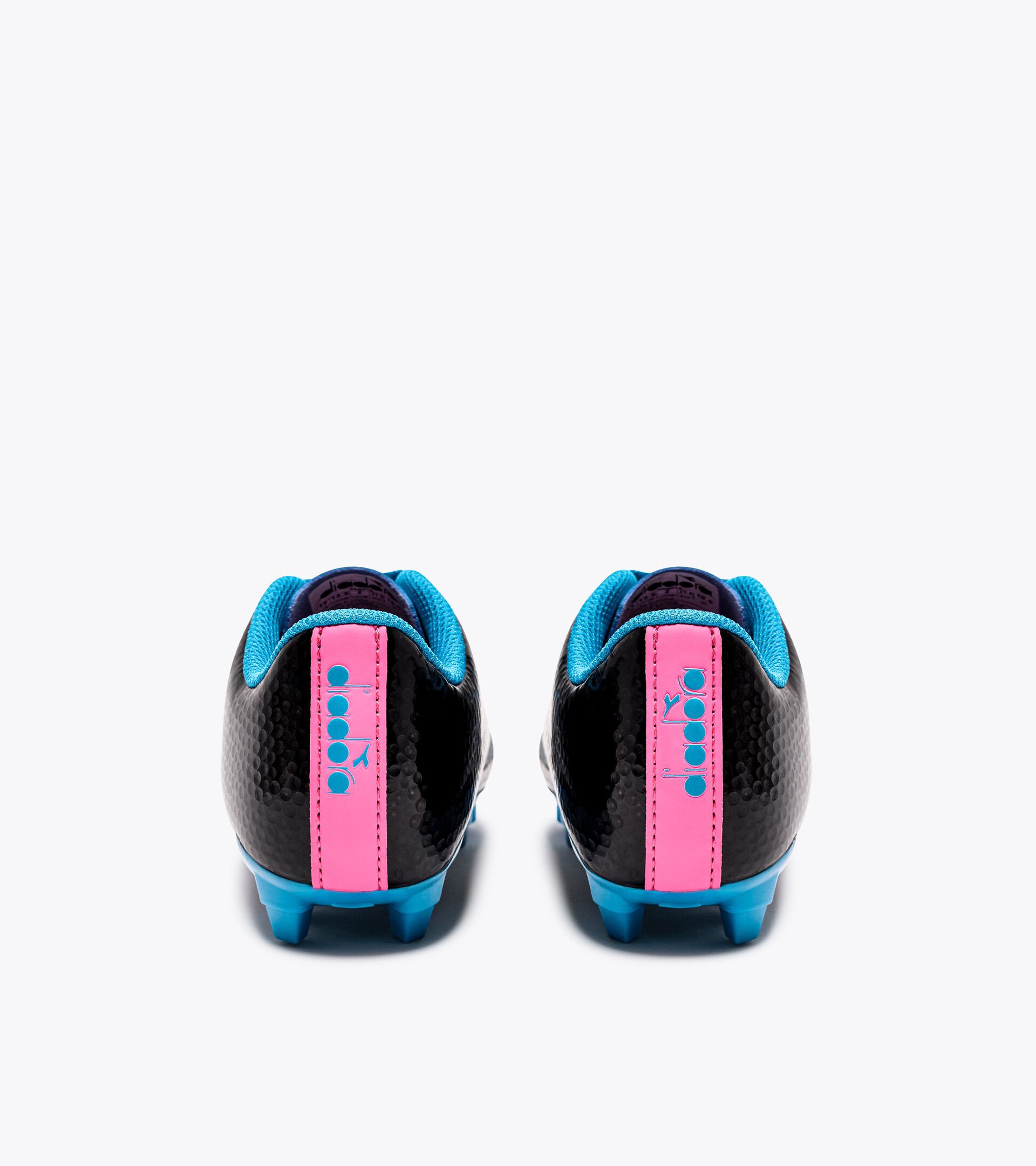 Calcio boots for firm grounds - Junior CATTURA GR LPU JR BLACK/BLUE FLUO/PINK FLUO - Diadora