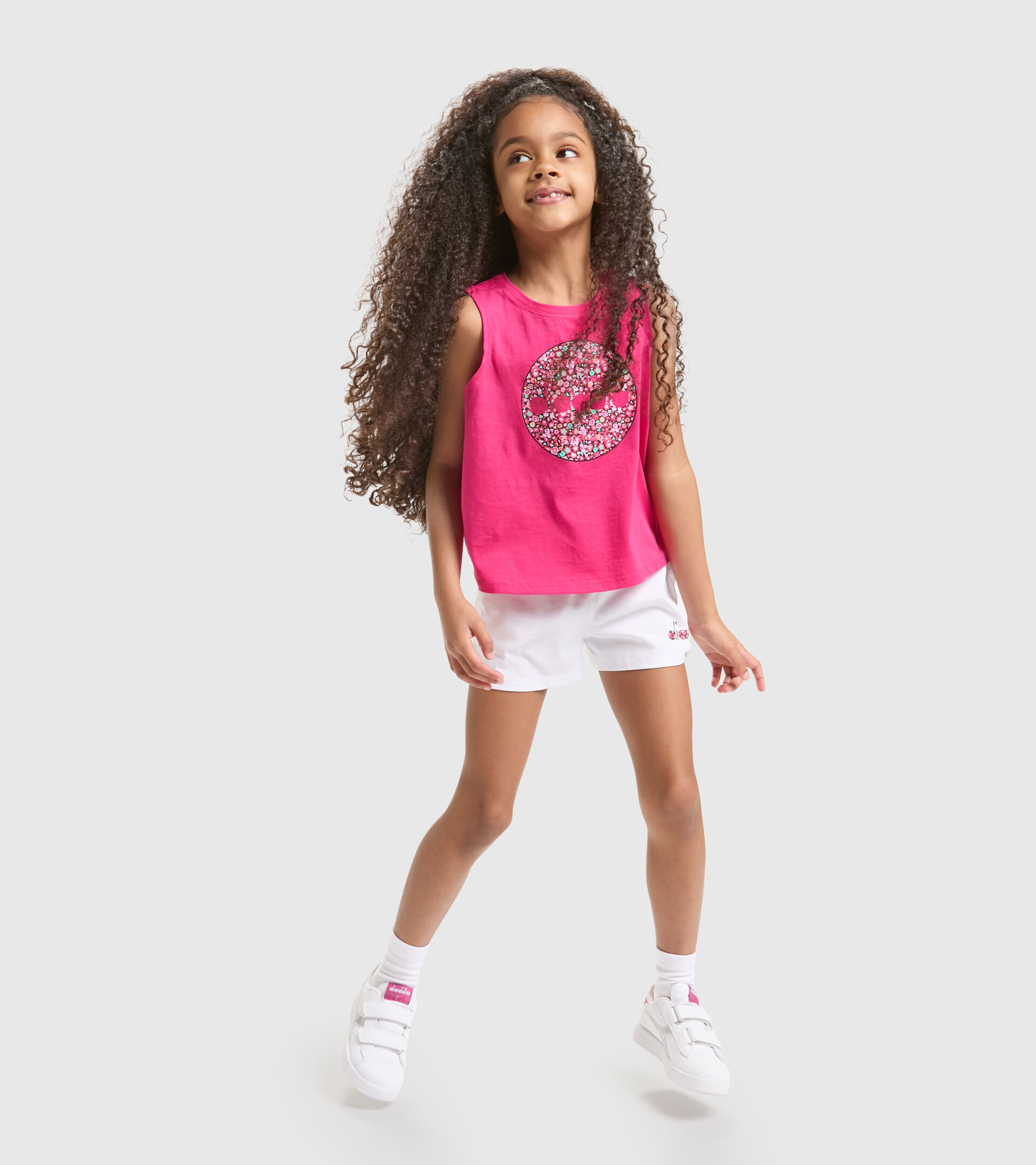 Sports vest top/shorts set - Girls JG.SET SL BLOOM SHOCKING PINK - Diadora
