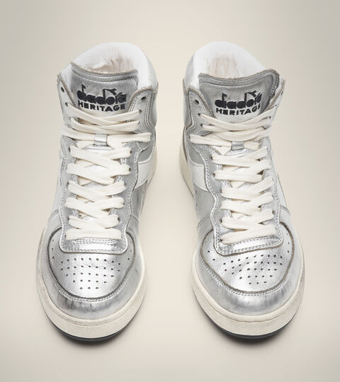 MI BASKET METAL USED, SILVER/WHITE/BLACK Made in Italy Heritage Shoe - Unisex MI BASKET METAL USED SILVER/WHITE/BLACK - Diadora