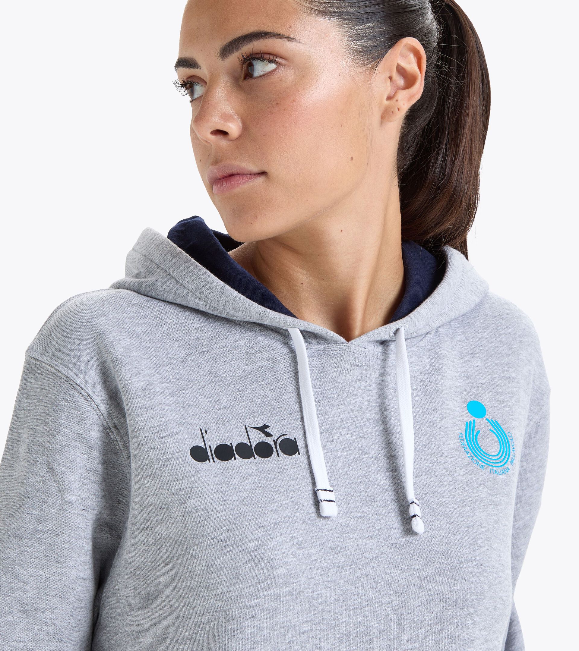 Representative hoodie - Italy Women’s National Beach Volleyball Team TOP FELPA RAPPRESENTANZA DONNA BV23 ITA LIGHT MIDDLE GRAY MELANGE - Diadora