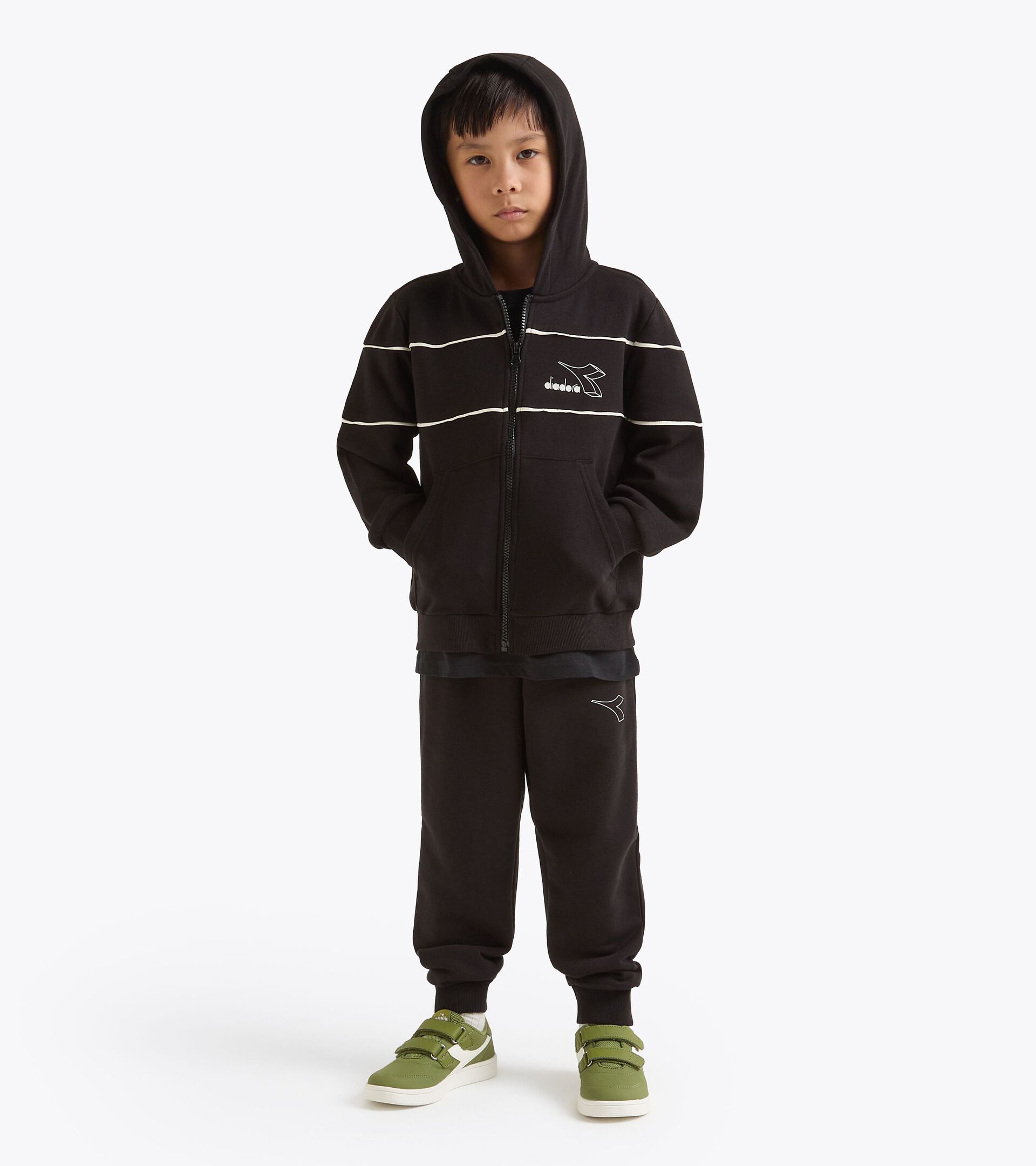 Set tuta in coordinato - Ragazzi e ragazze JU. TRACKSUIT HD FZ LOGO (FT) NERO - Diadora