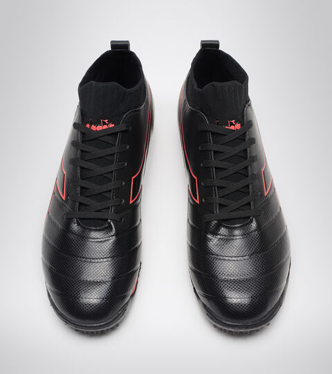 BRASIL ELITE R TF, BLACK/RED FLUO Hard ground and artificial turf football boot BRASIL ELITE R TF BLACK/RED FLUO - Diadora