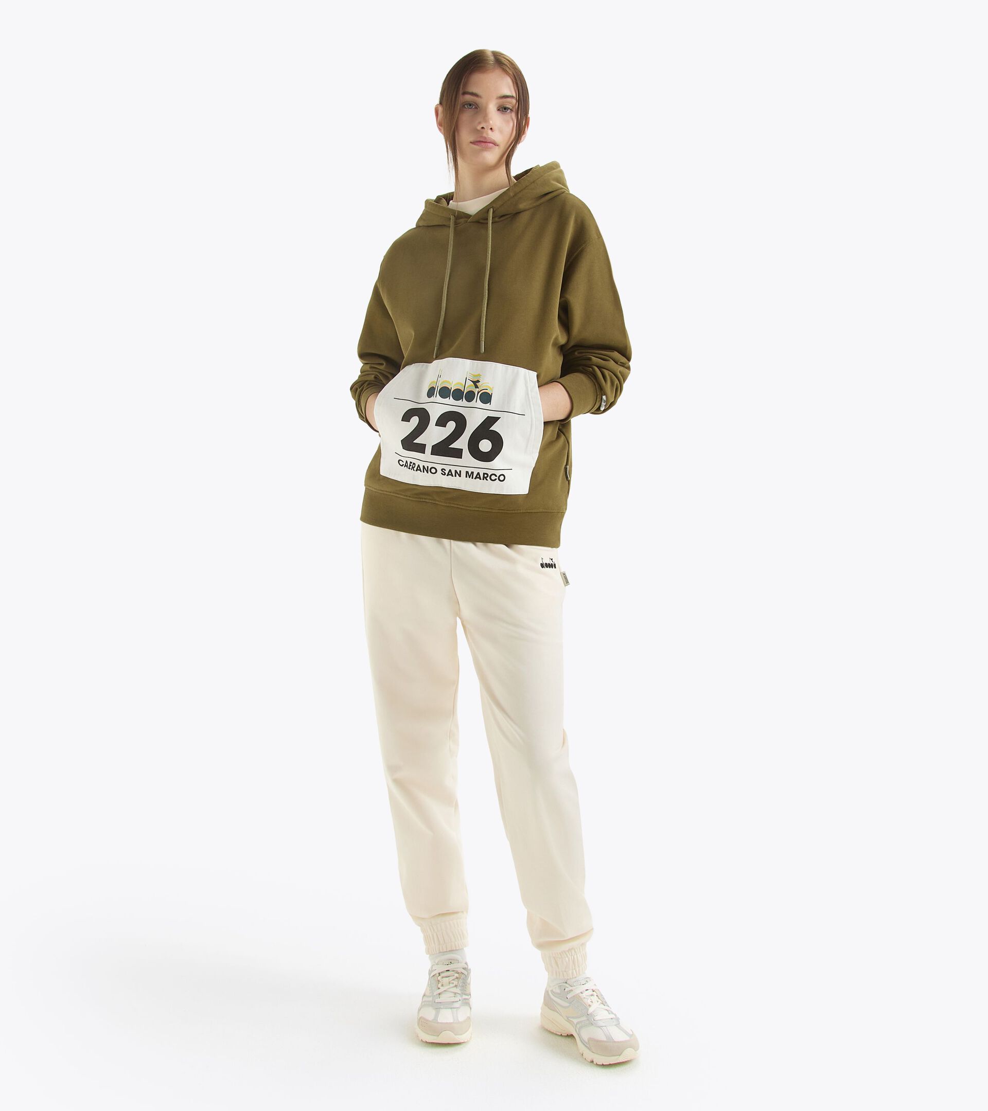 French terry cotton hoodie - Gender Neutral
 HOODIE G.D. 1984 (226) KIWI GREEN - Diadora