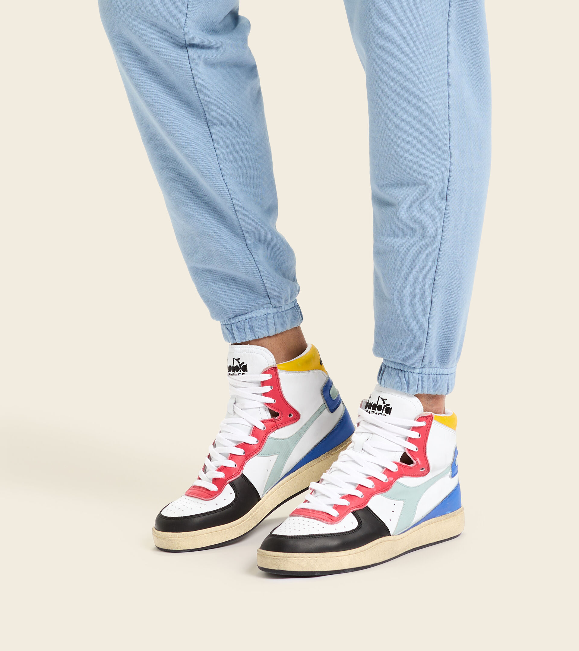 Heritage shoe - Unisex MI BASKET USED WHITE/PRINCESS BLUE/BLACK - Diadora