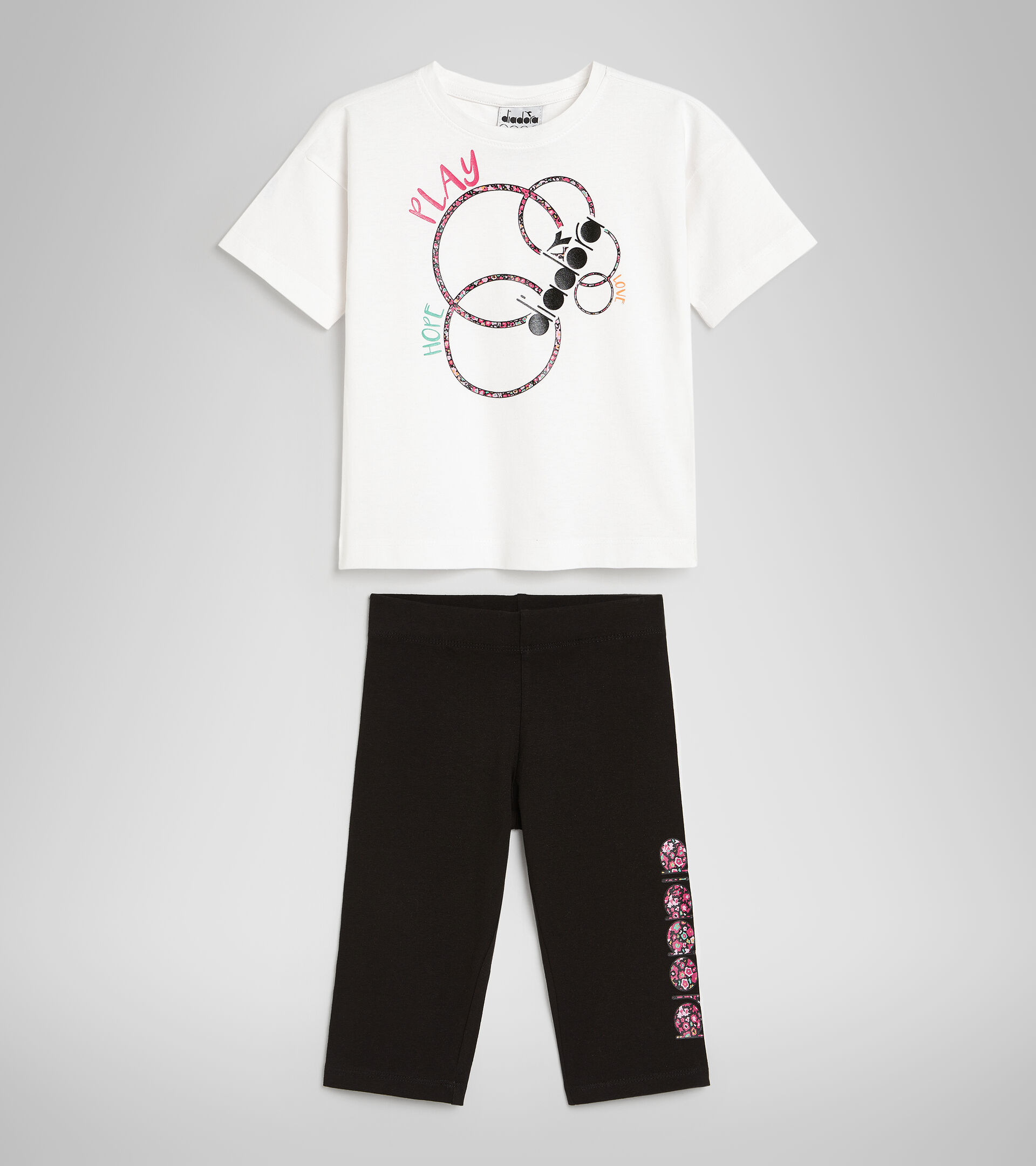 Conjunto de camiseta y pantalones cortos elásticos - Niñas y adolescentes JG.SET HOOPS BLANCO VIVO - Diadora