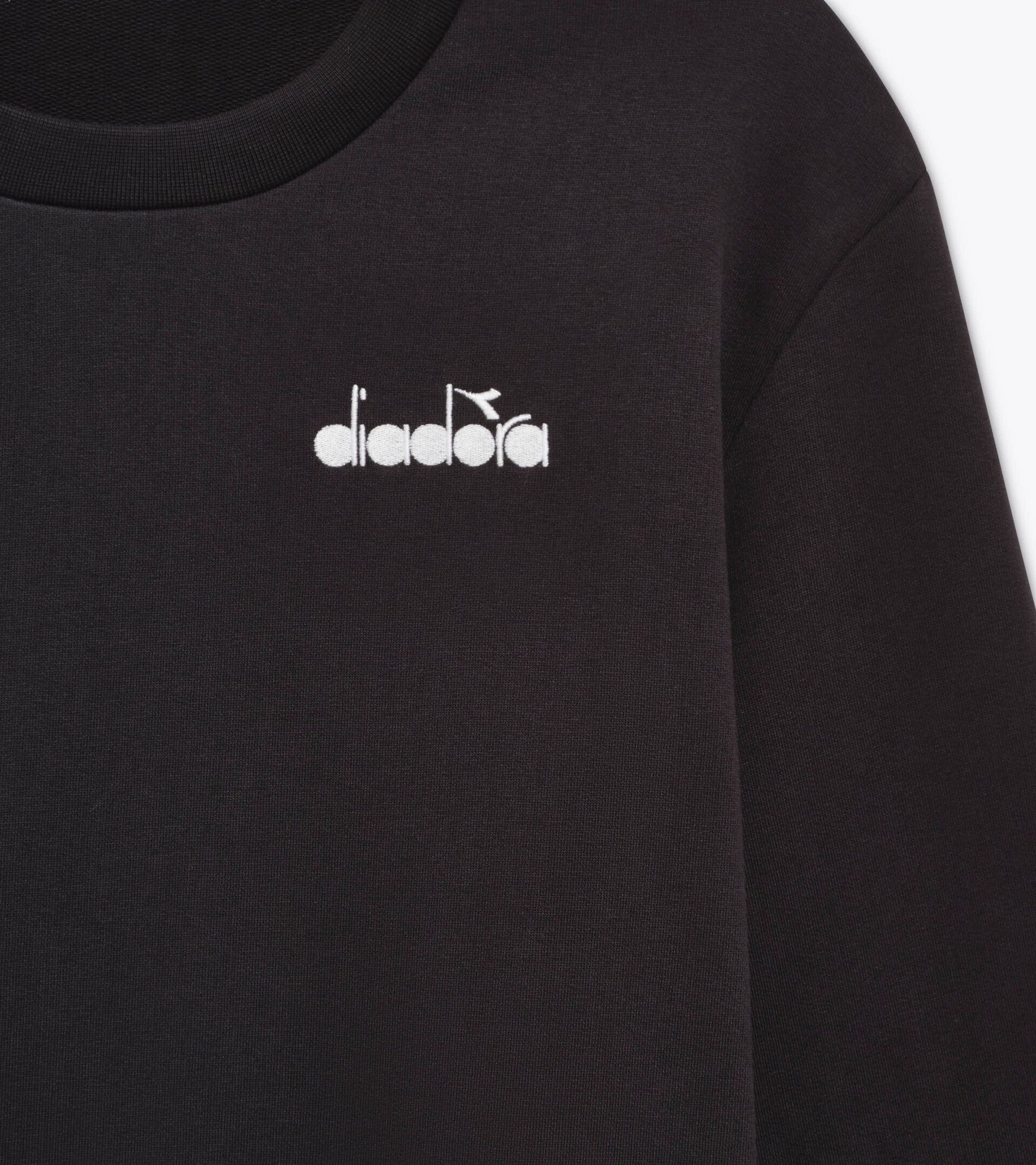 Sweat-shirt ras de cou en coton - Genre neutre SWEATSHIRT CREW LOGO NOIR/BLANC BRILLANT - Diadora