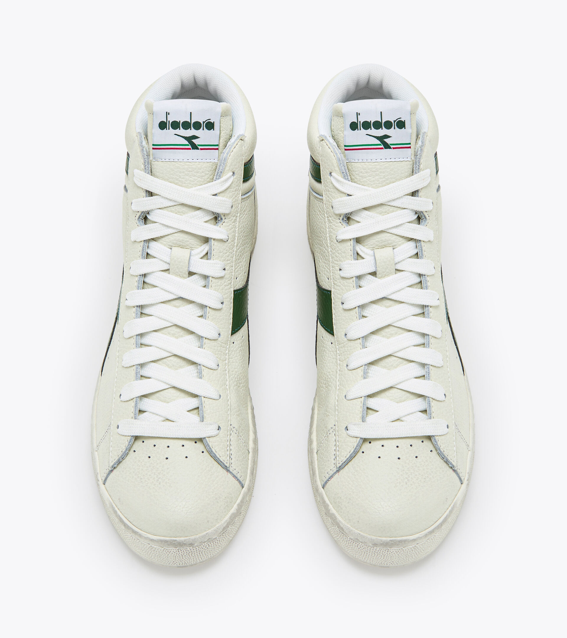 Sporty sneakers - Unisex GAME L HIGH WAXED WHITE/FOGLIAGE GREEN - Diadora