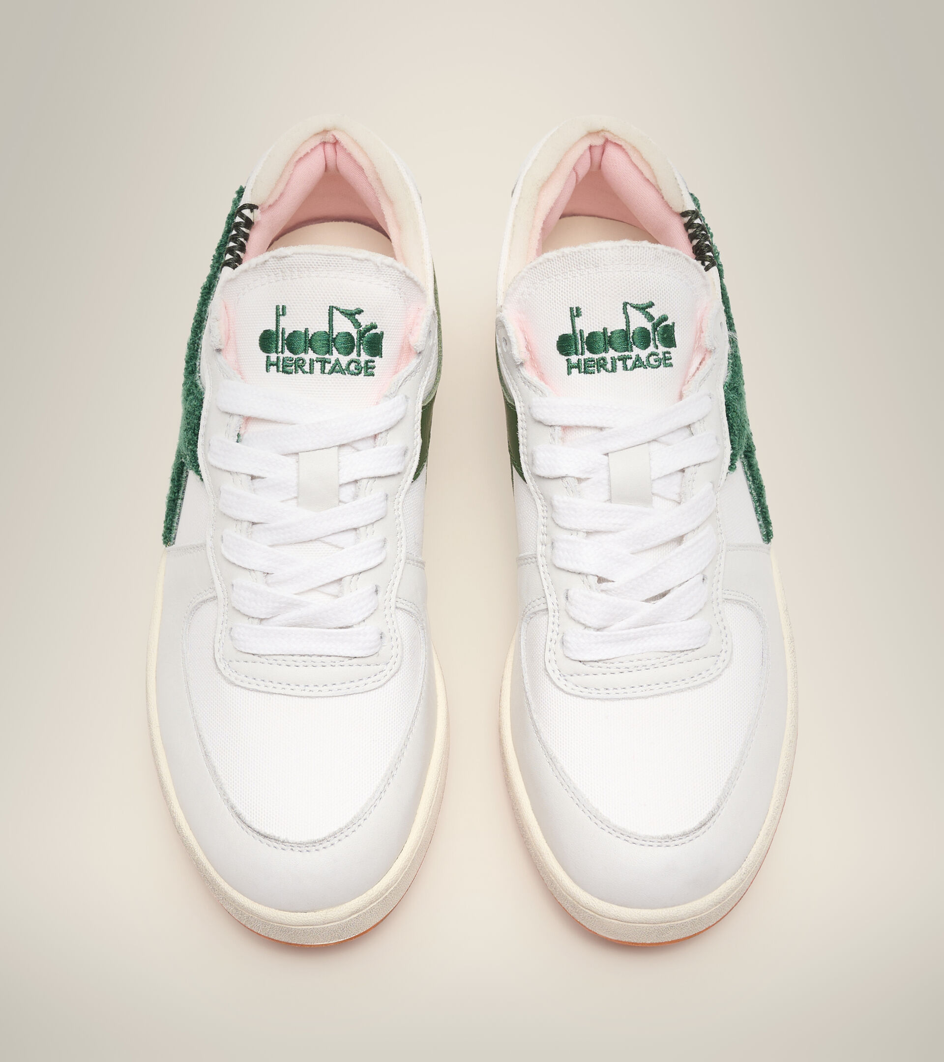 Heritage shoe - Unisex MI BASKET ROW CUT TERRY WHITE/EDEN - Diadora